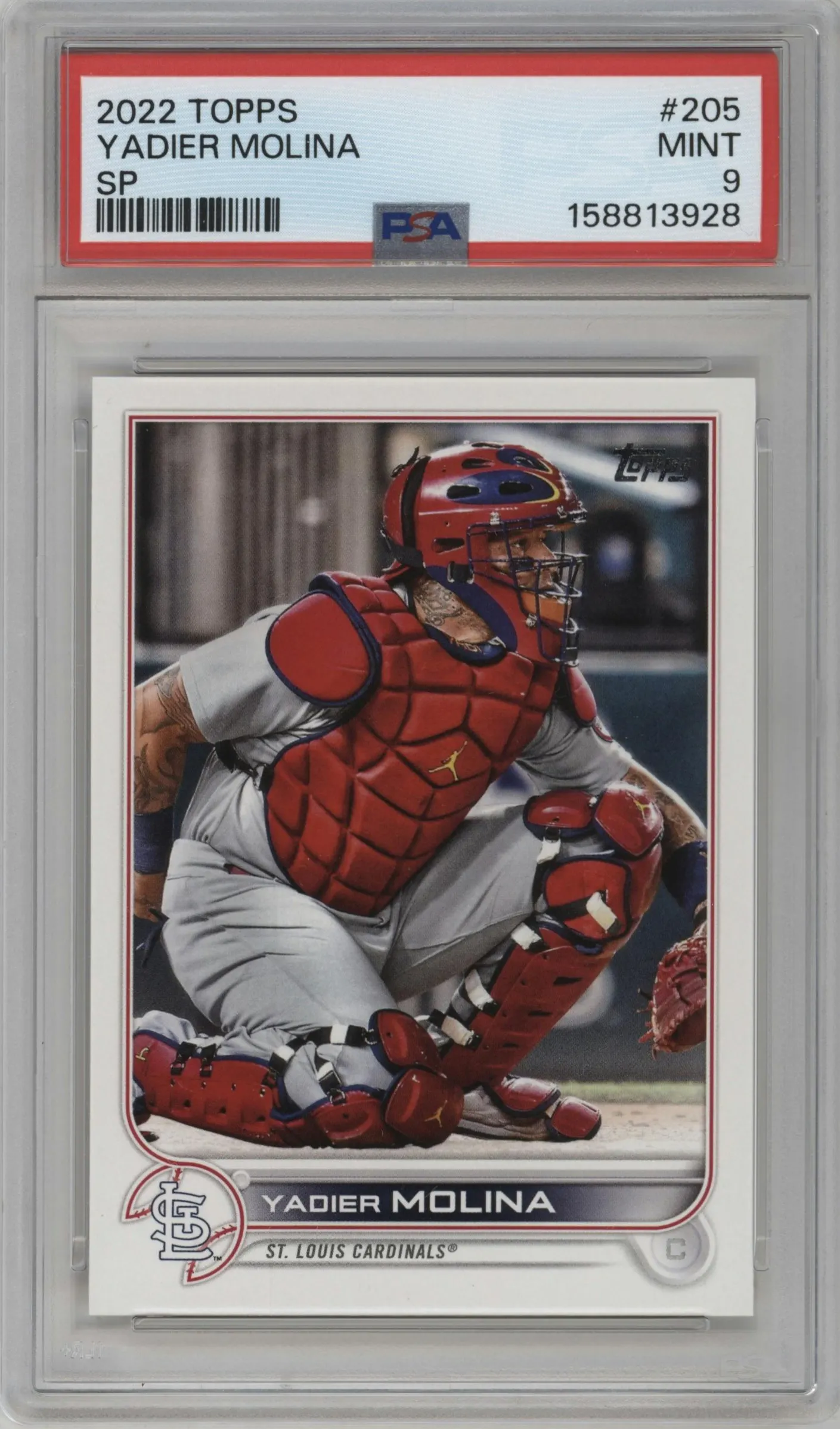 2022 Topps  Series 1 Topps Series 1 SP Yadier Molina #205 PSA 9