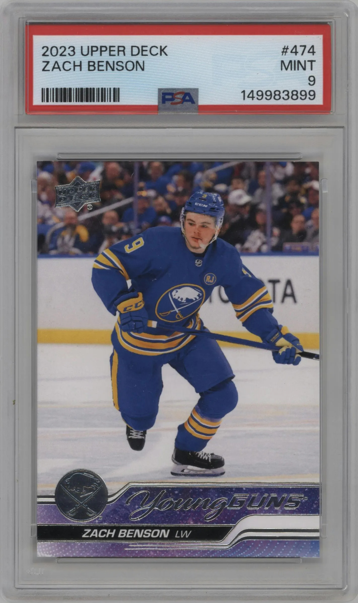 2023 Upper Deck Series 2 Young Guns Zach Benson #474 PSA 9