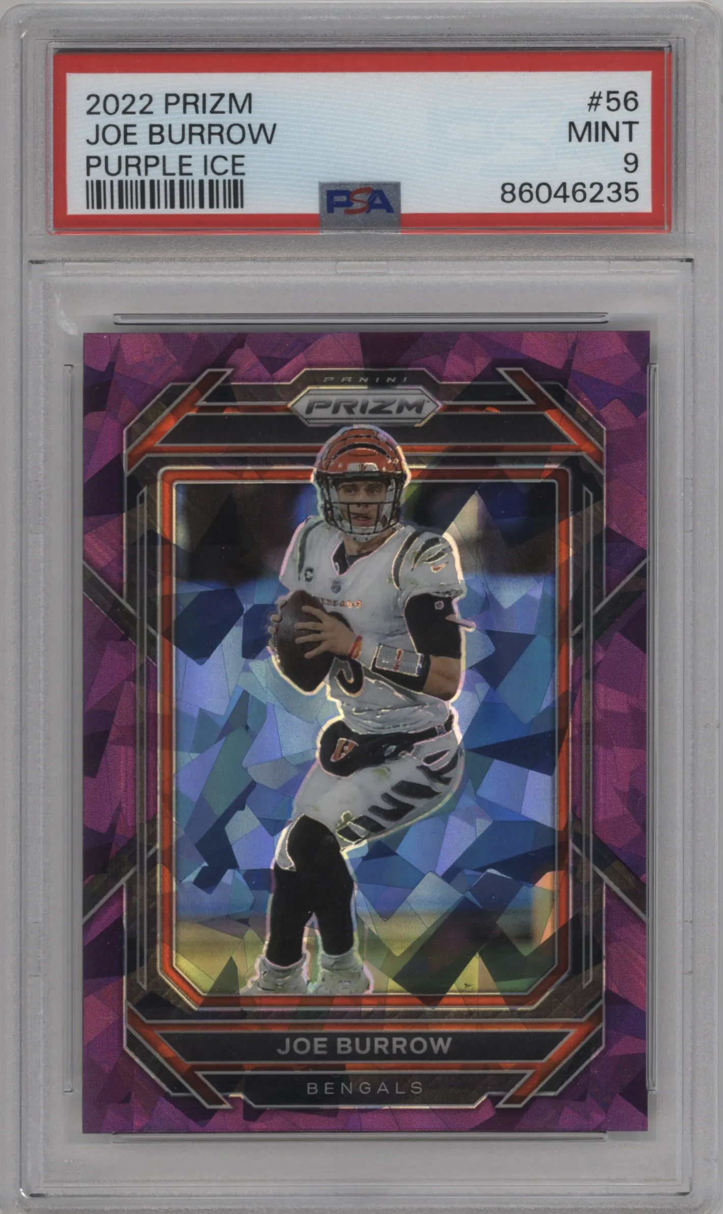 2022 Panini Prizm Joe Burrow Purple Ice #56 PSA 9