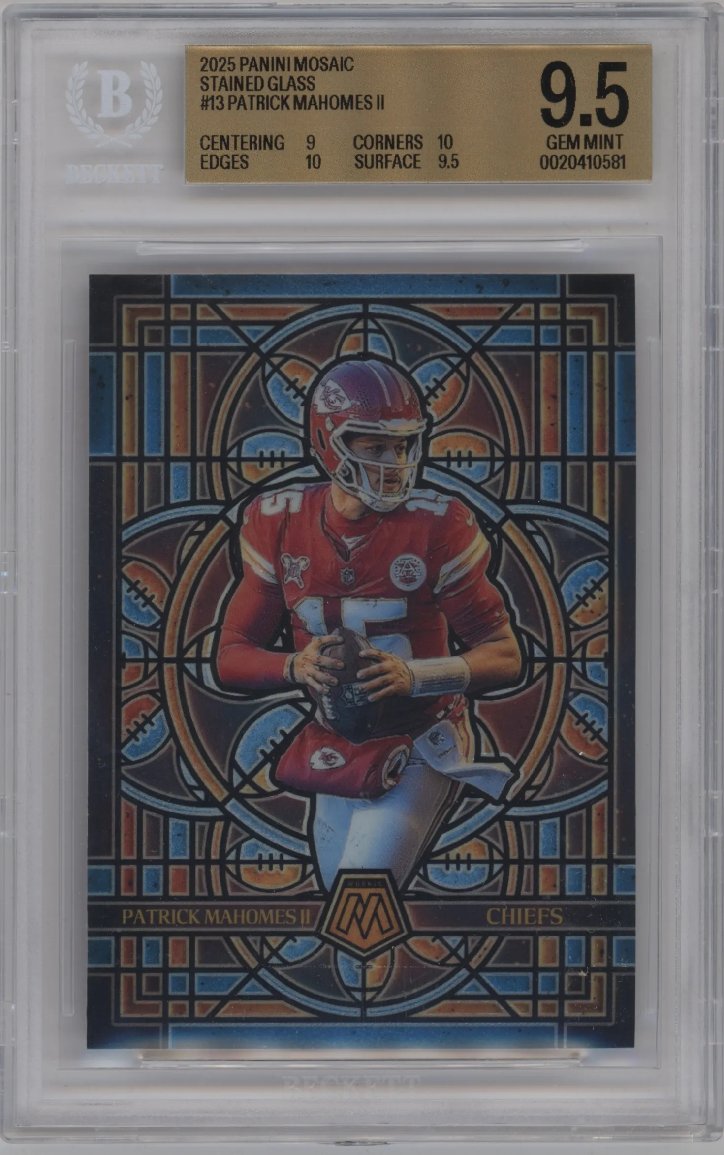 2025 Panini Mosaic Stained Glass Patrick Mahomes II #13 BGS 9.5