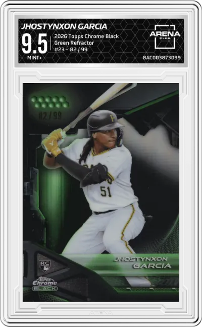 2026 Topps Chrome Black Jhostynxon Garcia Green Refractor #23 ARENA CLUB 9.5
