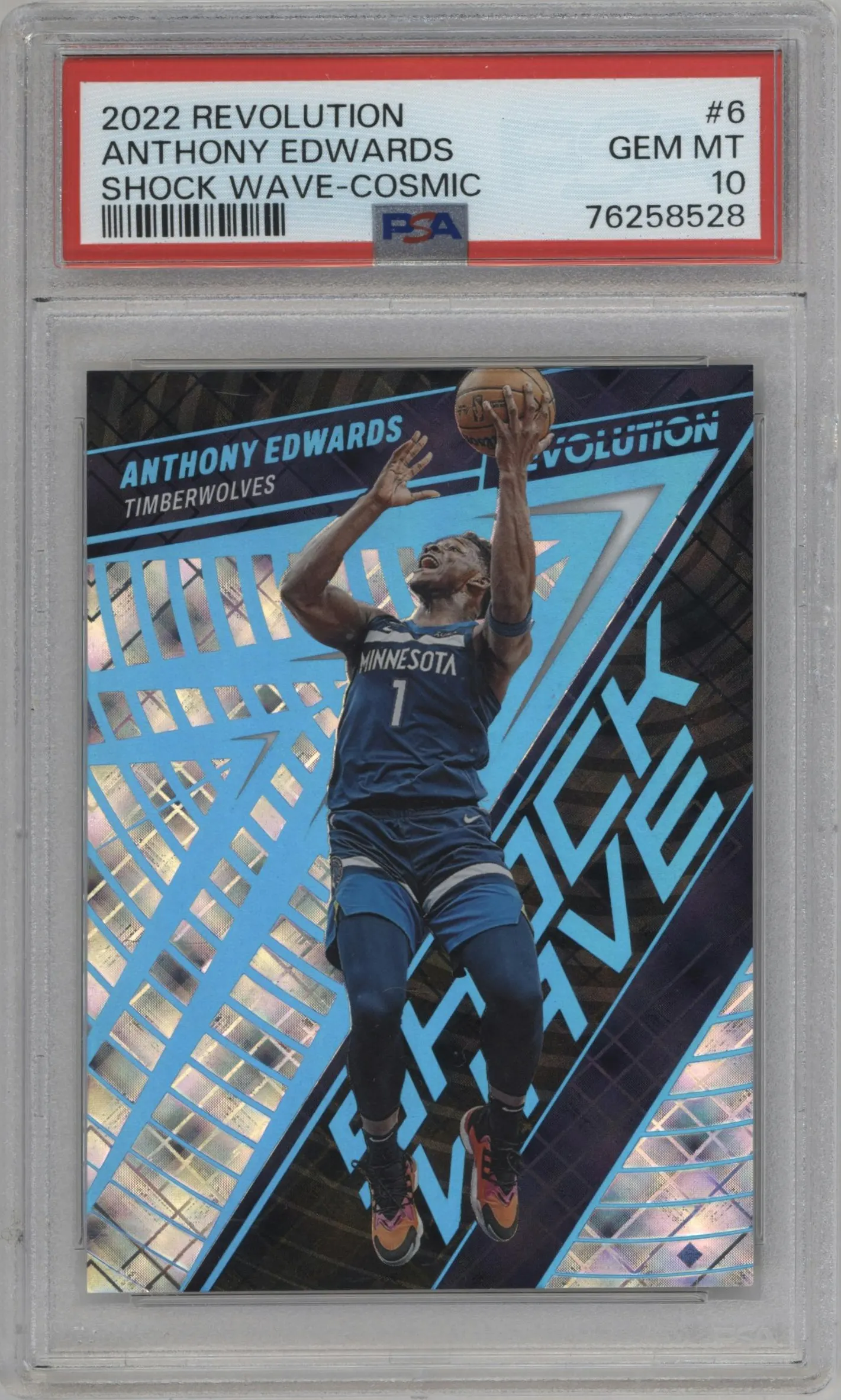 2022 Panini Revolution Shock Wave Anthony Edwards Cosmic #6 PSA 10