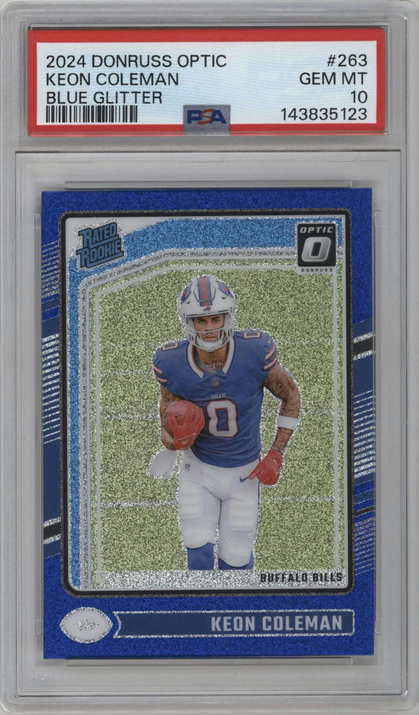 2024 Donruss Optic Rated Rookie Keon Coleman Blue Glitter #263 PSA 10