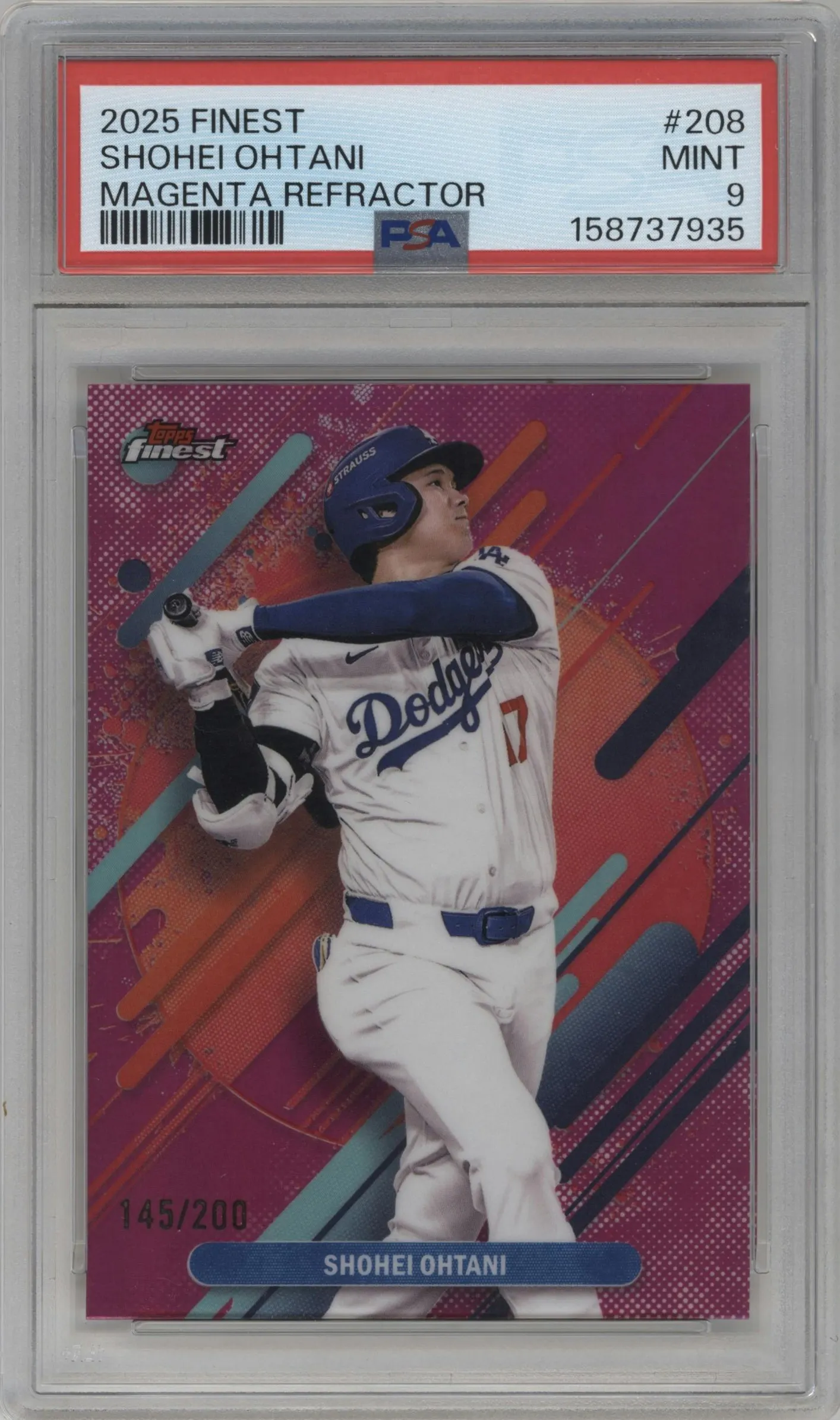 2025 Topps Finest Shohei Ohtani Magenta Refractor #208 PSA 9