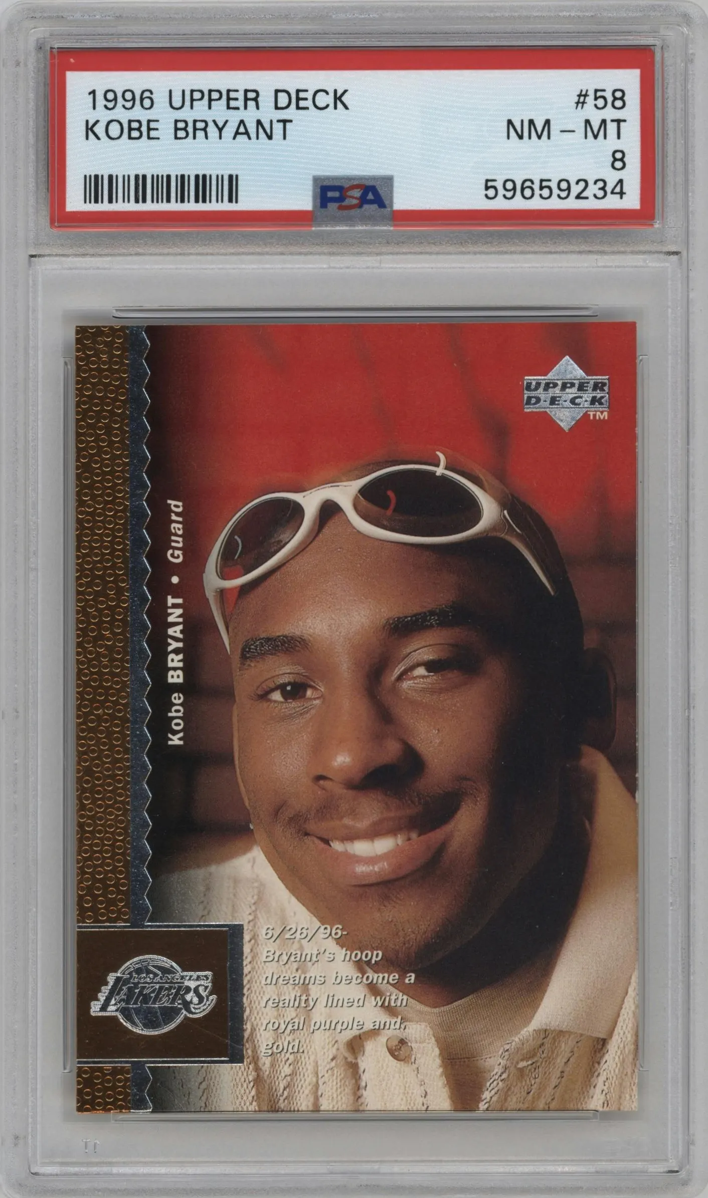1996 Upper Deck Kobe Bryant PSA 8