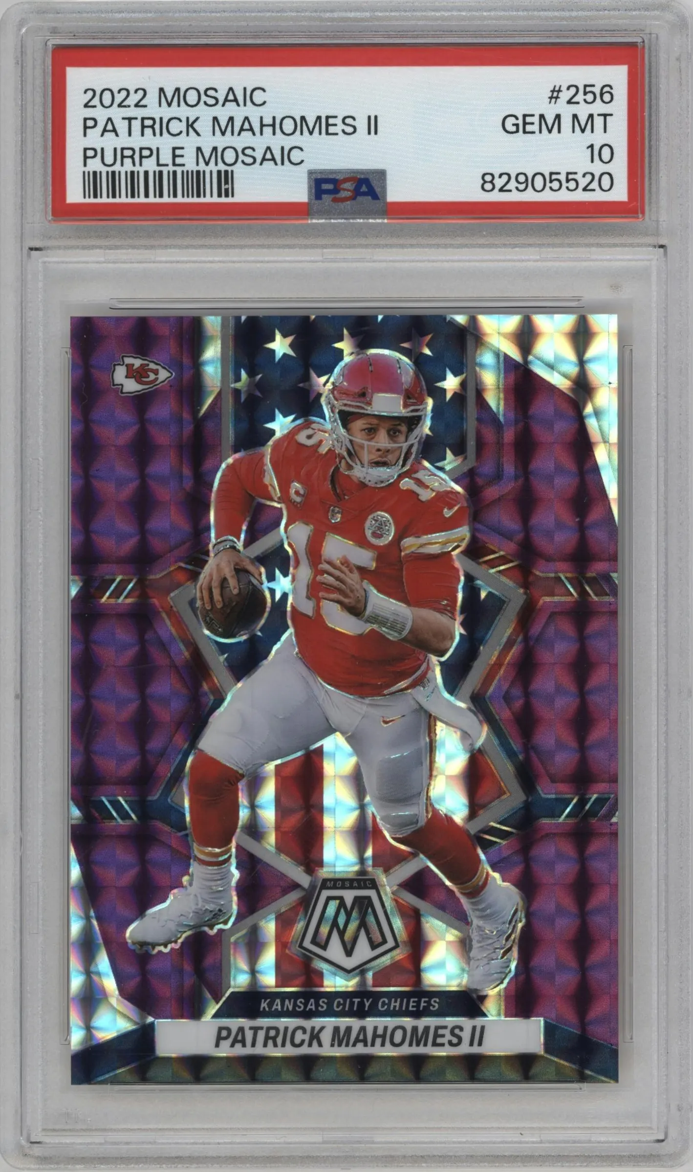 2022 Panini Mosaic Patrick Mahomes II Purple Mosaic PSA 10