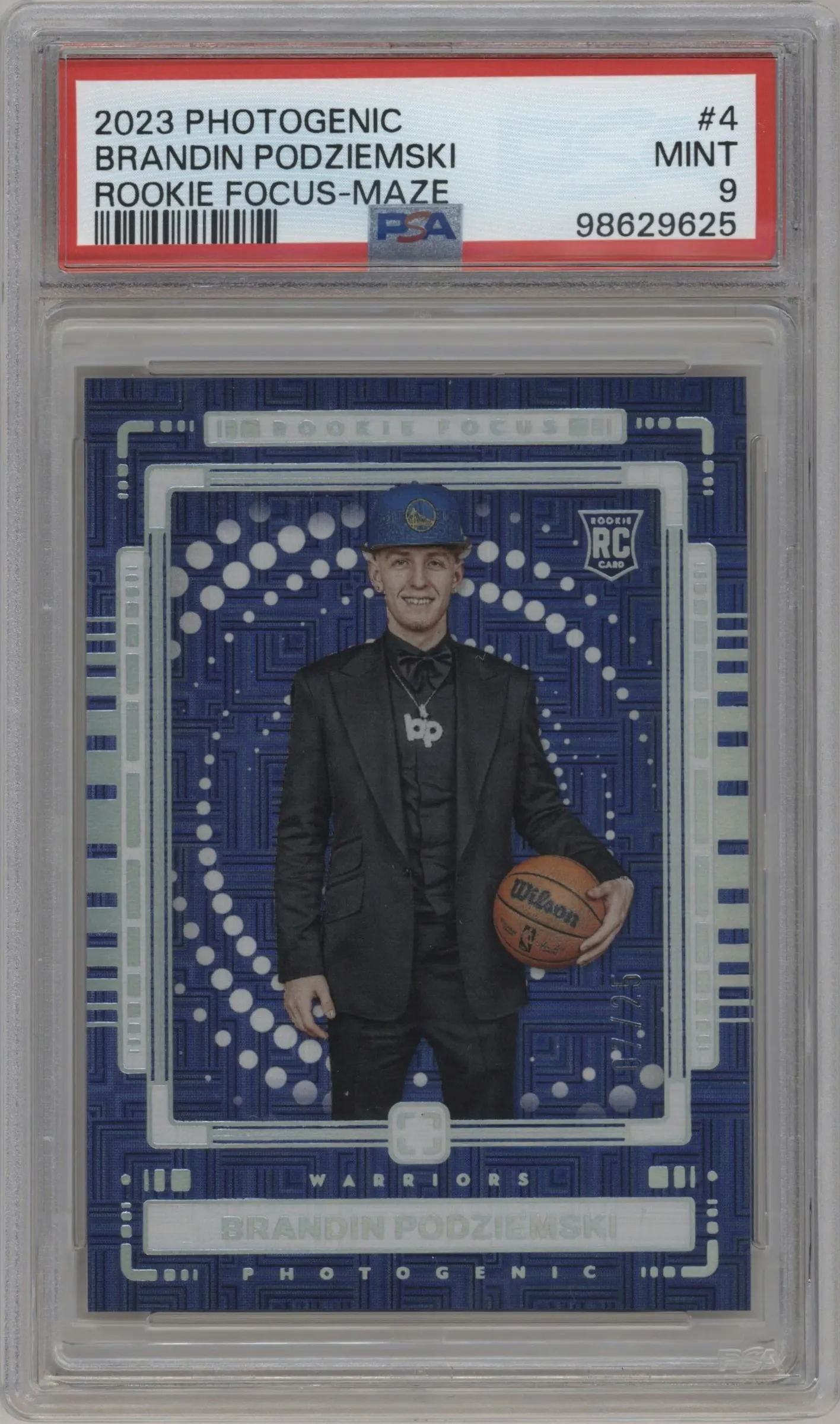 2023 Panini Photogenic Rookie Focus Brandin Podziemski Maze #4 PSA 9