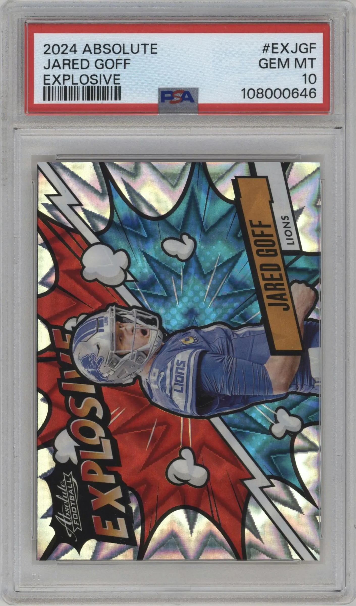 2024 Panini Absolute Explosive Jared Goff #EX-JGF PSA 10