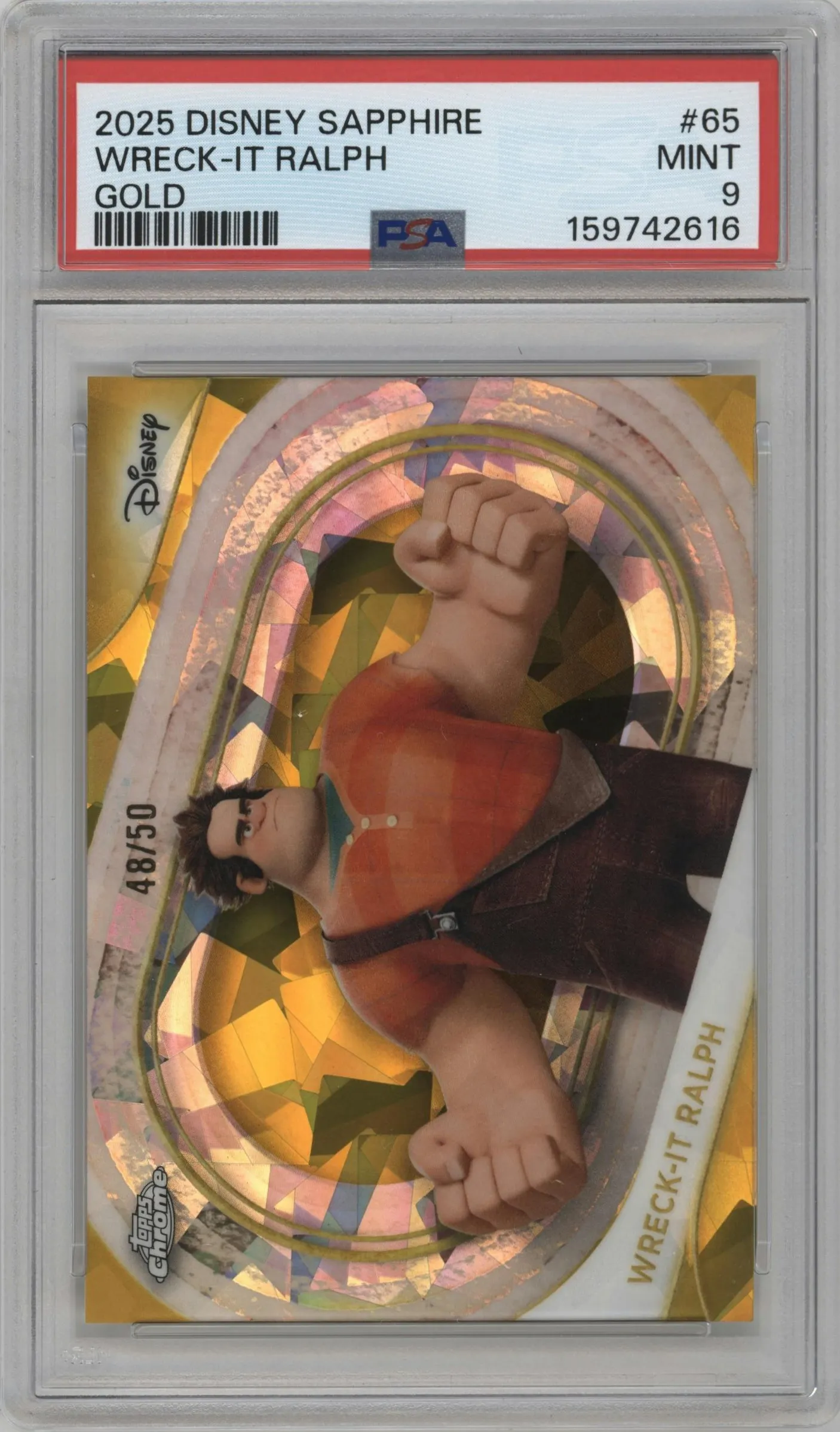 2025 Topps Chrome Sapphire Edition Disney Wreck-It Ralph Gold #65 PSA 9