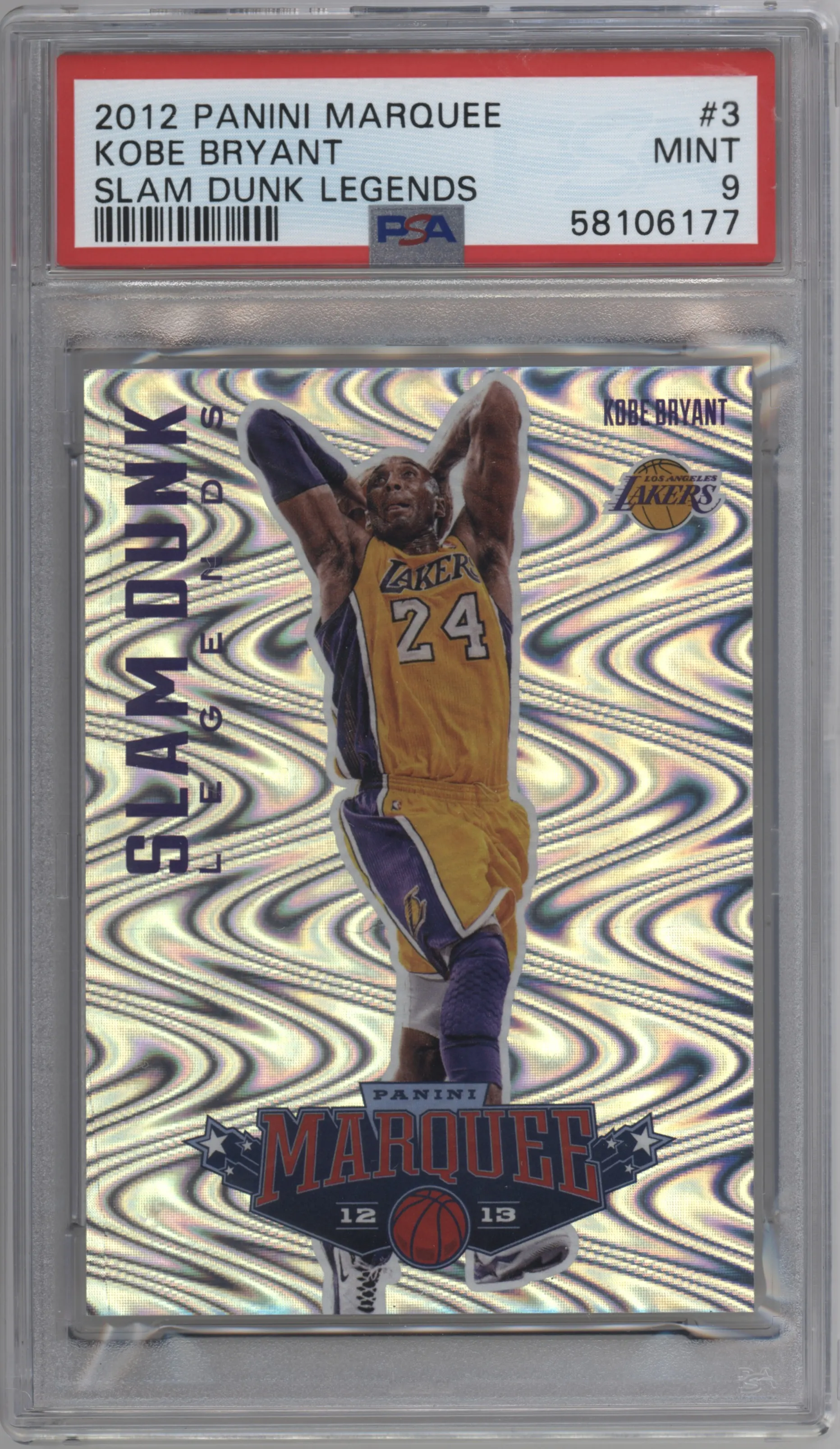 2012 Panini Marquee Slam Dunk Legends Kobe Bryant #3 PSA 9