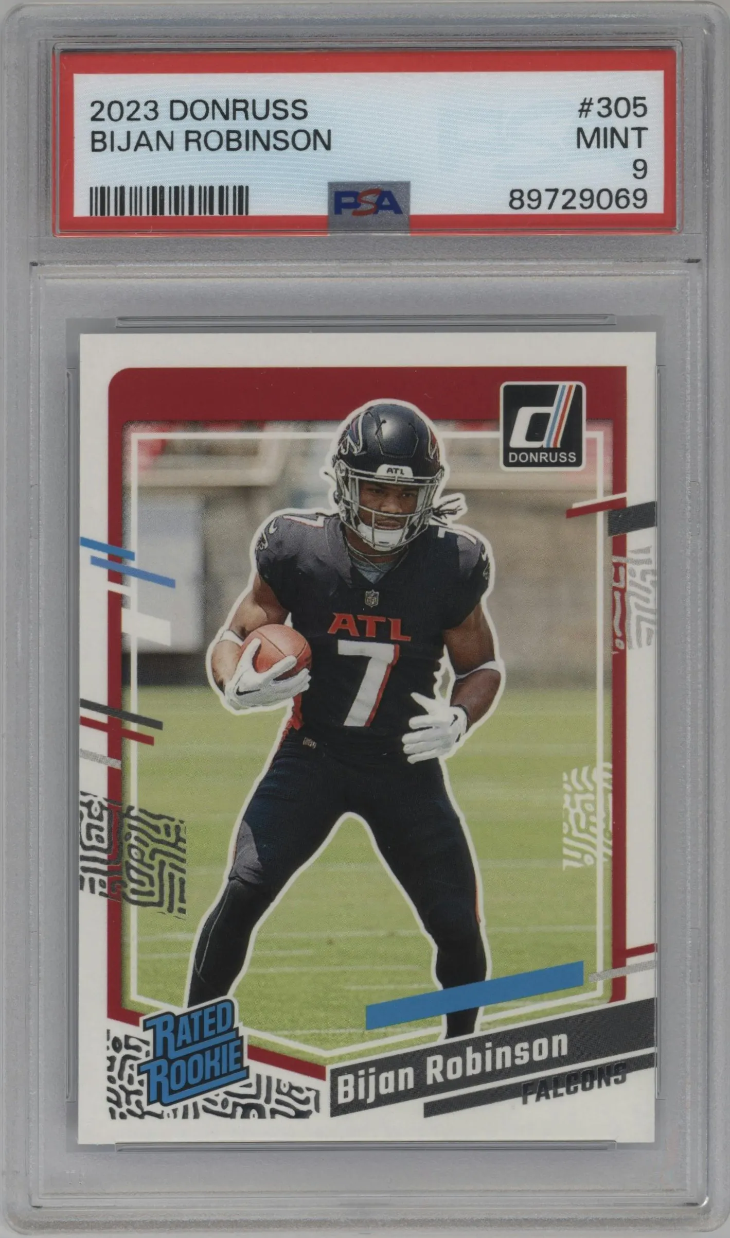 2023 Panini Donruss Rated Rookie Bijan Robinson #305 PSA 9