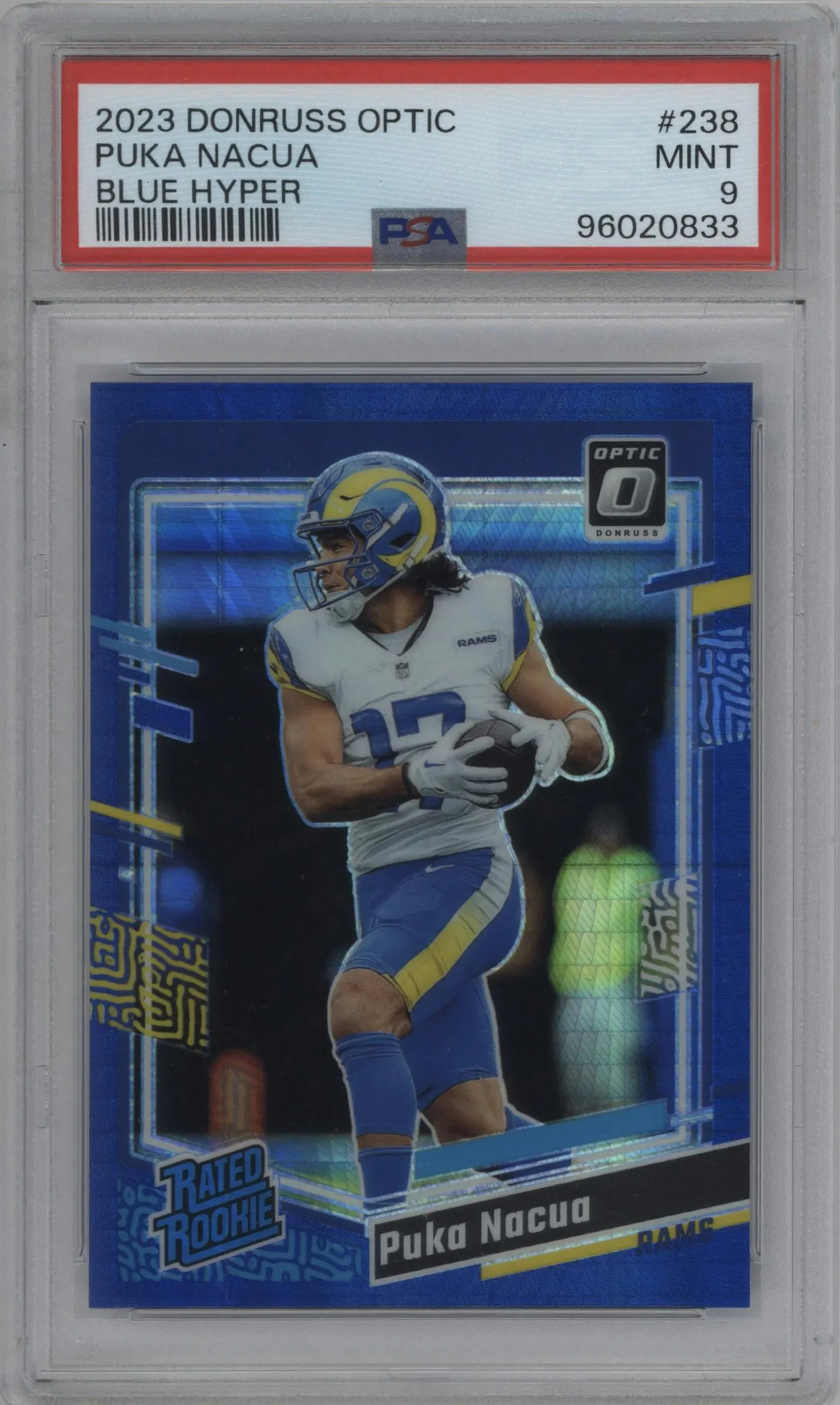 2023 Donruss Optic Rated Rookie Puka Nacua Hyper Blue #238 PSA 9