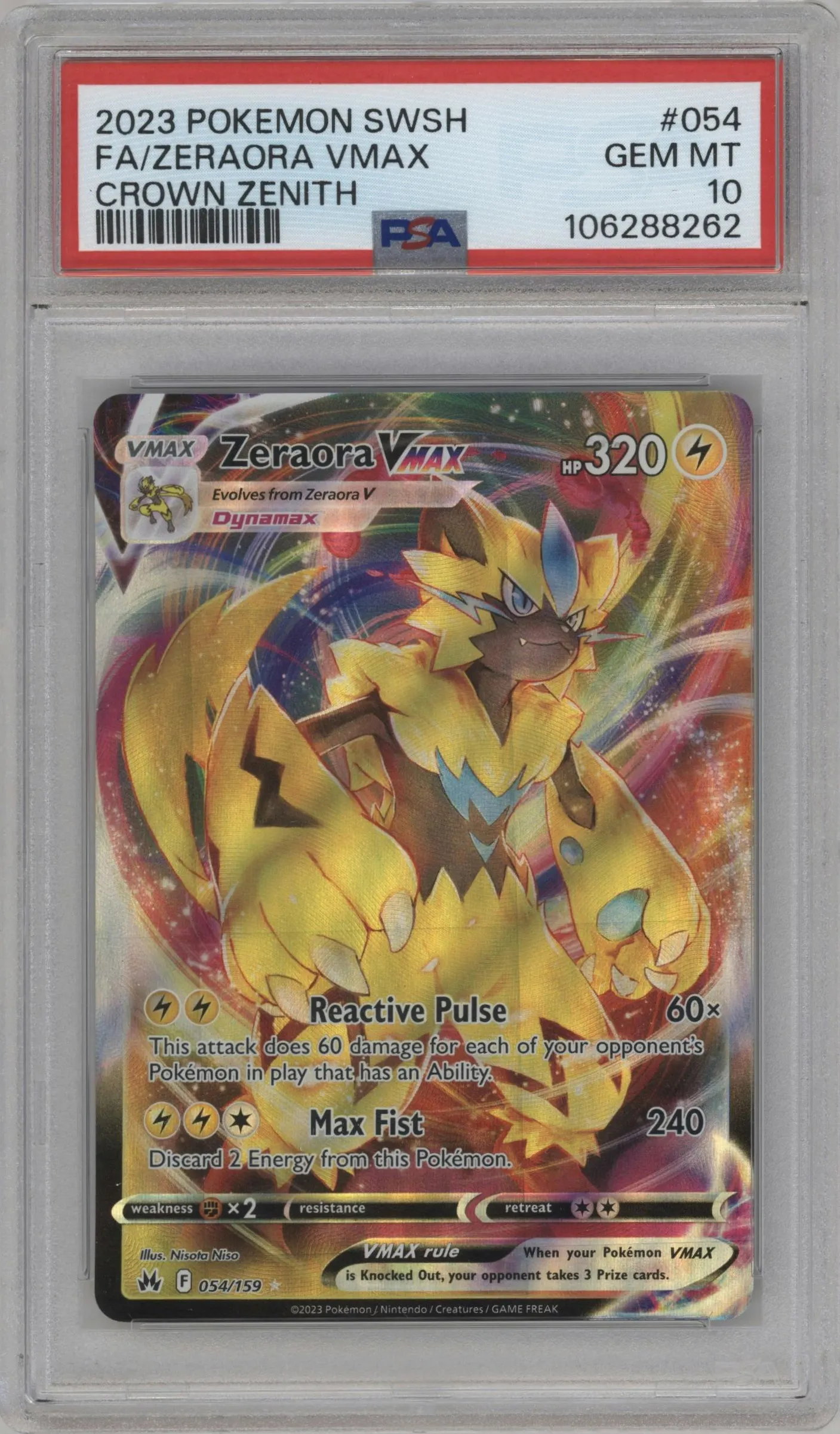2023 Pokemon SWSH Crown Zenith Zeraora VMAX PSA 10