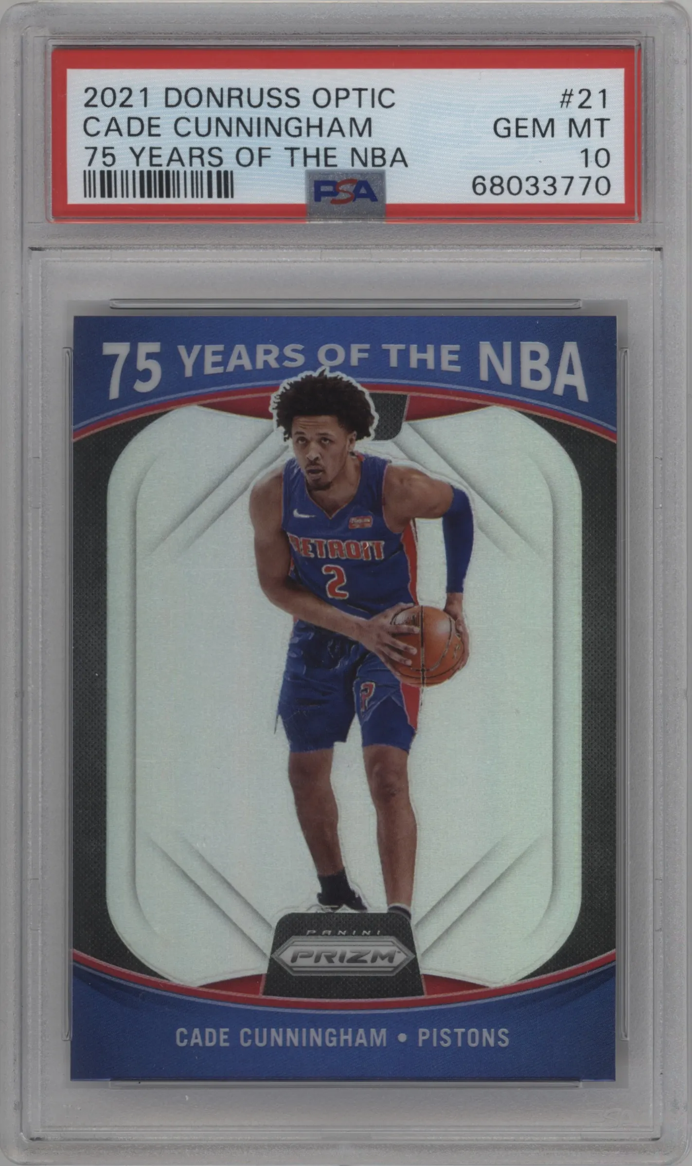2021 Panini Donruss Optic 75 Years of the NBA Cade Cunningham #21 PSA 10