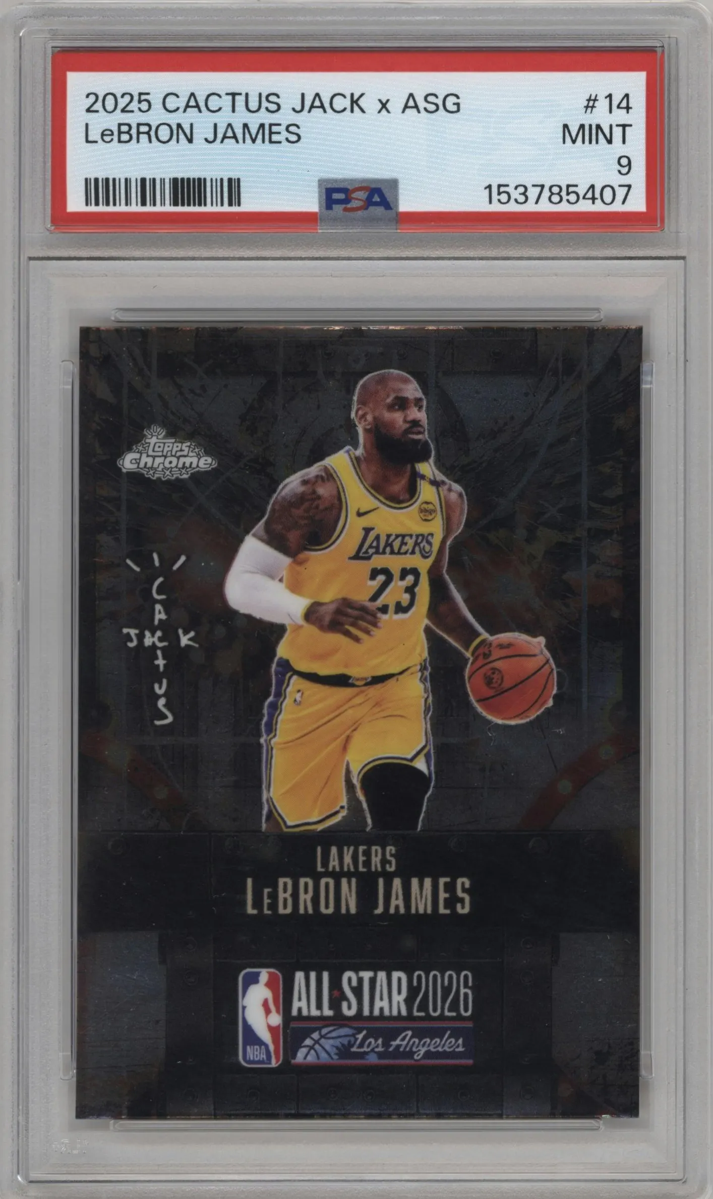 2025 Topps Chrome Cactus Jack x NBA All-Star Game Topps Chrome Cactus Jack x NBA All-Star Game Lebron James #14 PSA 9