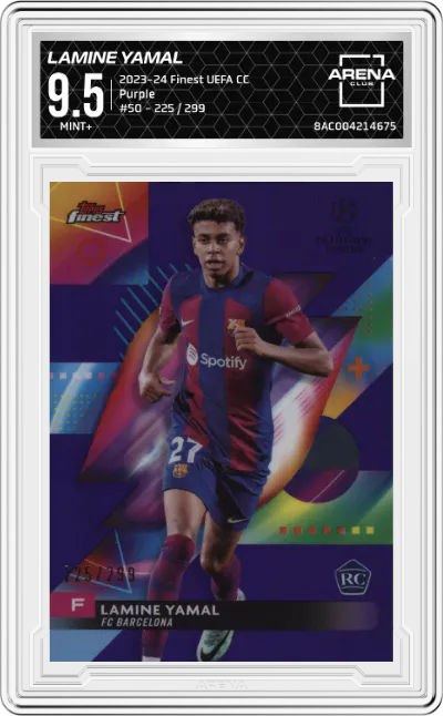 2023 Topps Finest UEFA Club Competitions Lamine Yamal Purple #50 ARENA CLUB 9.5