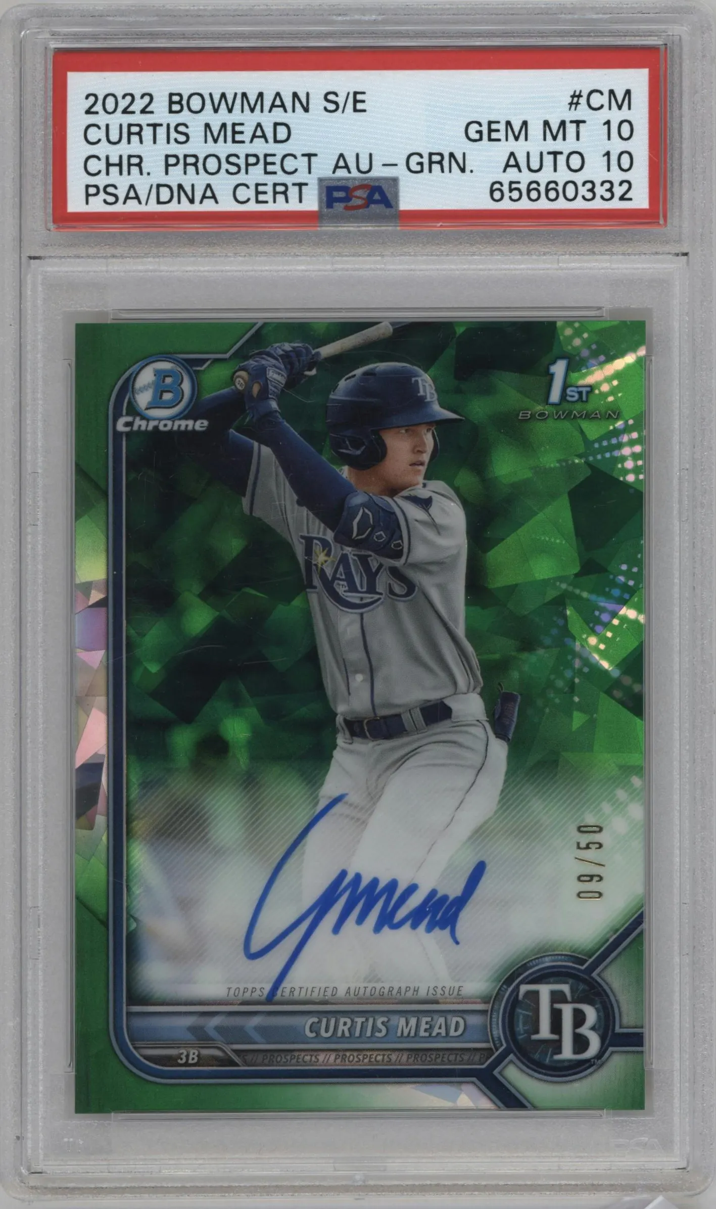 2022 Bowman Sapphire Edition Pros.Auto Curtis Mead Green #BSPA-CM PSA 10
