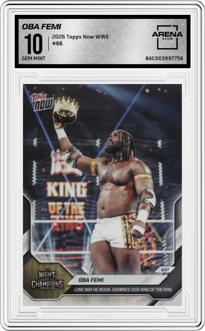 2026 Topps Now WWE Oba Femi #66 ARENA CLUB 10