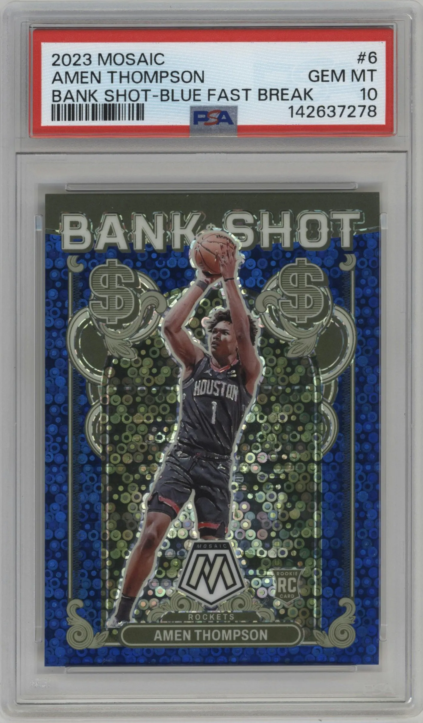 2023 Panini Mosaic Bank Shot Amen Thompson Fast Break Blue #6 PSA 10