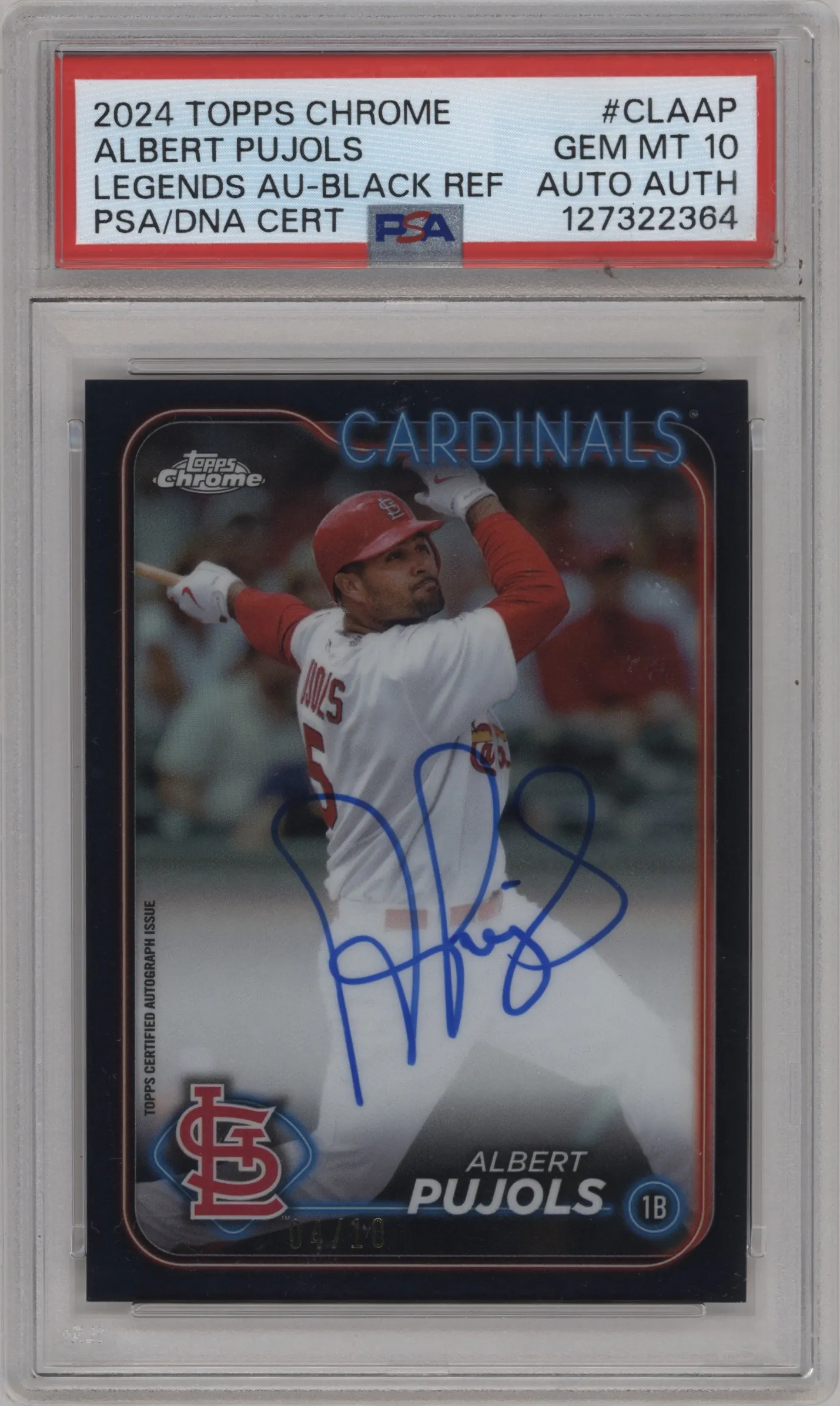 2024 Topps Chrome Legend Auto Albert Pujols Black Refractor #CLA-AP PSA 10