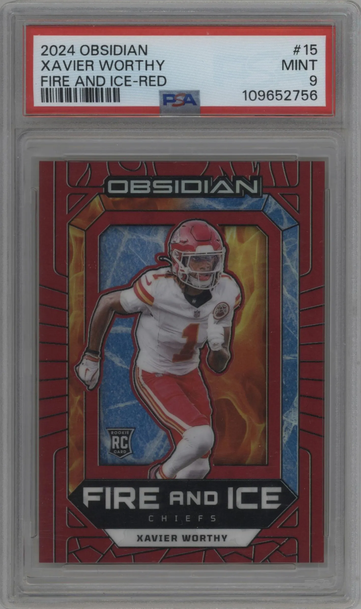 2024 Panini Obsidian Fire and Ice Xavier Worthy Red #15 PSA 9