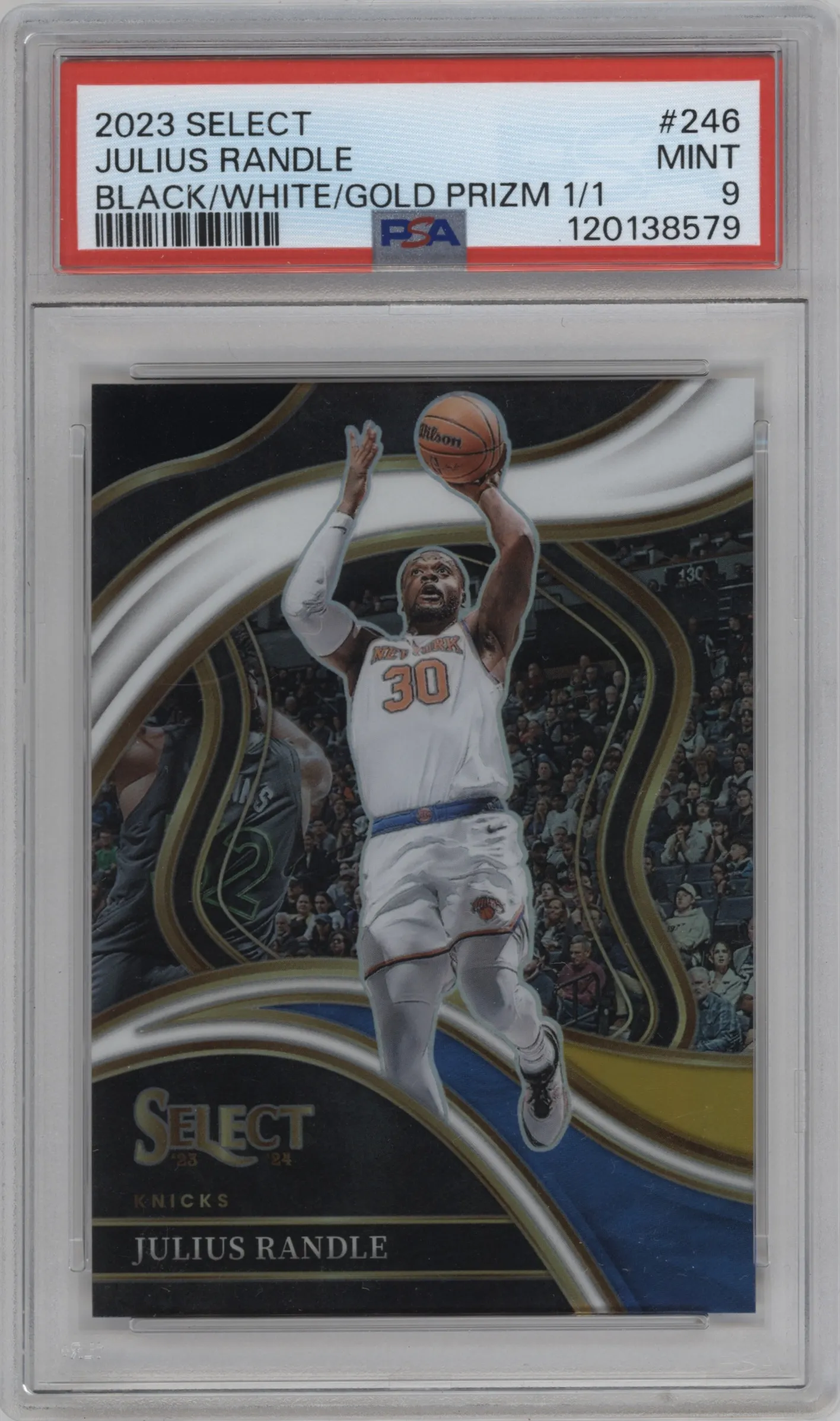 2023 Panini Select Courtside Julius Randle Black White Gold Prizm #246 PSA 9