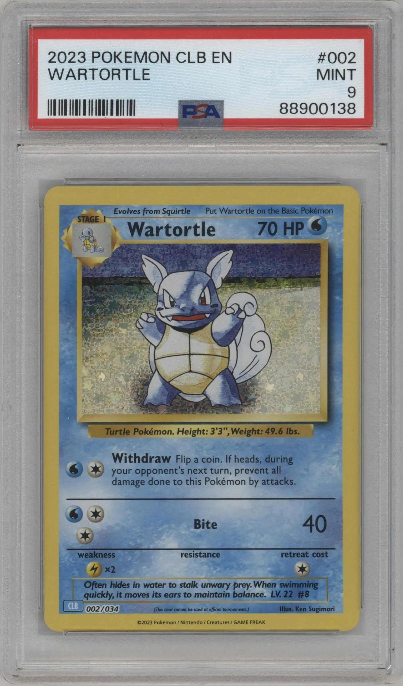 2023 Pokemon CLB Wartortle #002 PSA 9