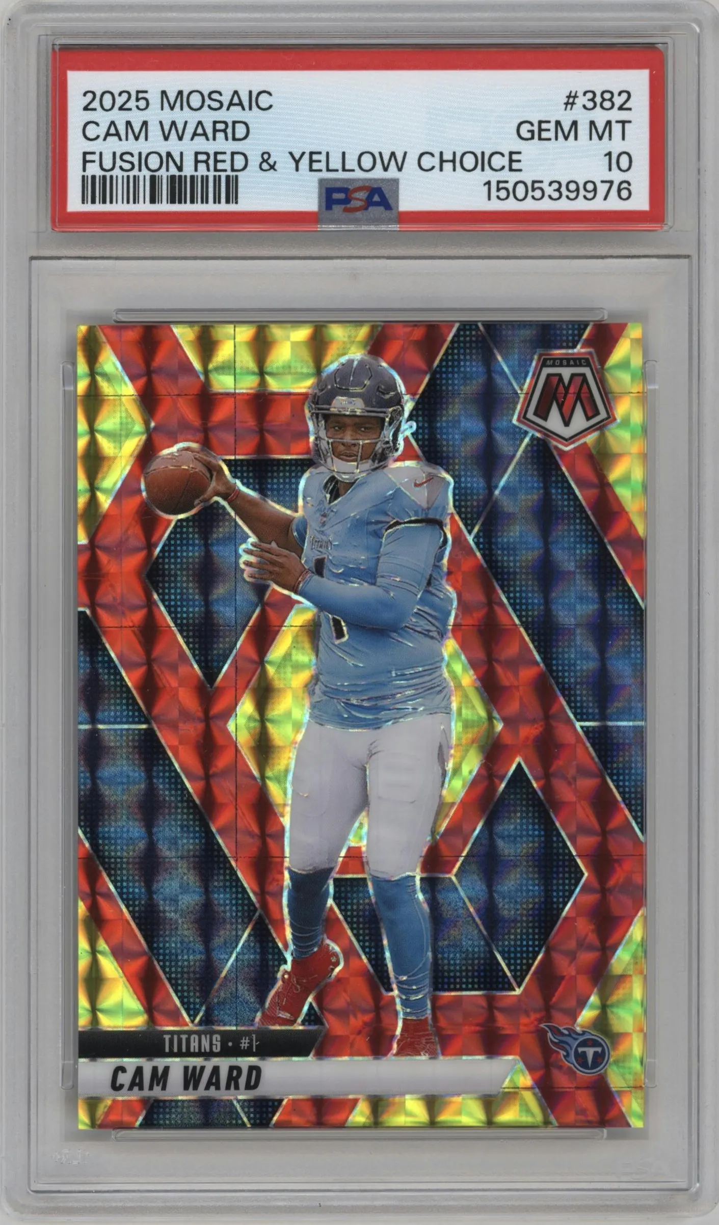 2025 Panini Mosaic Cam Ward Choice Red & Yellow #382 PSA 10