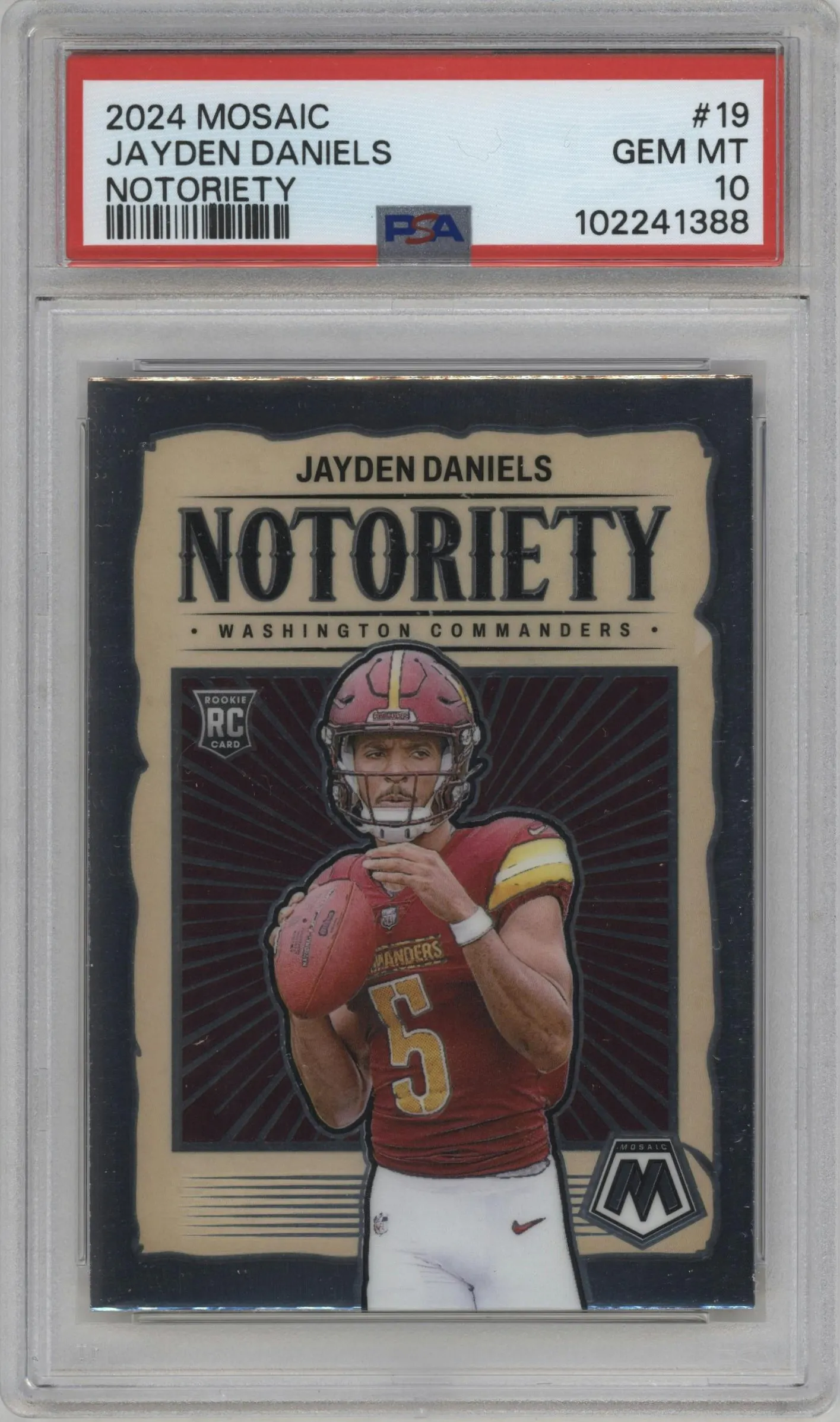 2024 Panini Mosaic Notoriety Jayden Daniels #19 PSA 10