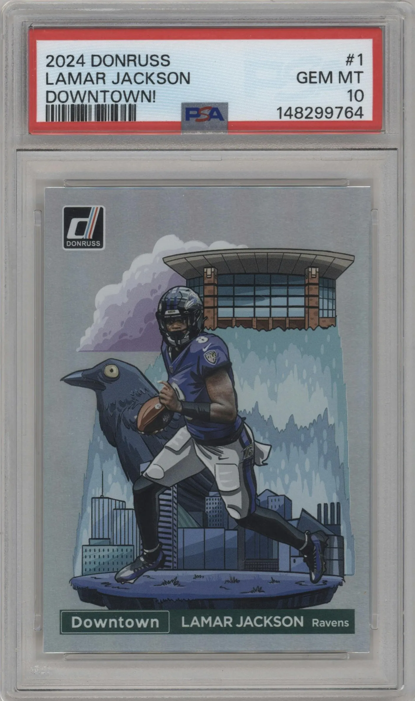 2024 Donruss Downtown Lamar Jackson #1 PSA 10