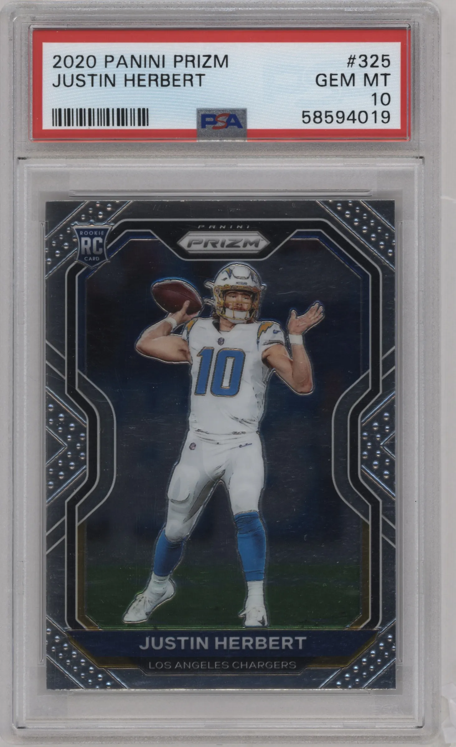 2020 Panini Prizm Justin Herbert #325 PSA 10