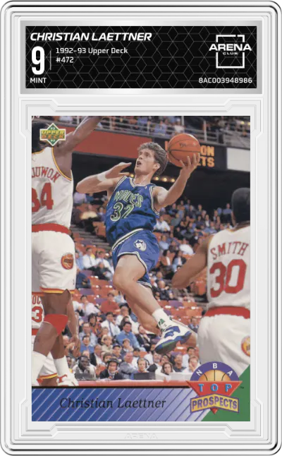 1992 Upper Deck Christian Laettner #472 ARENA CLUB 9