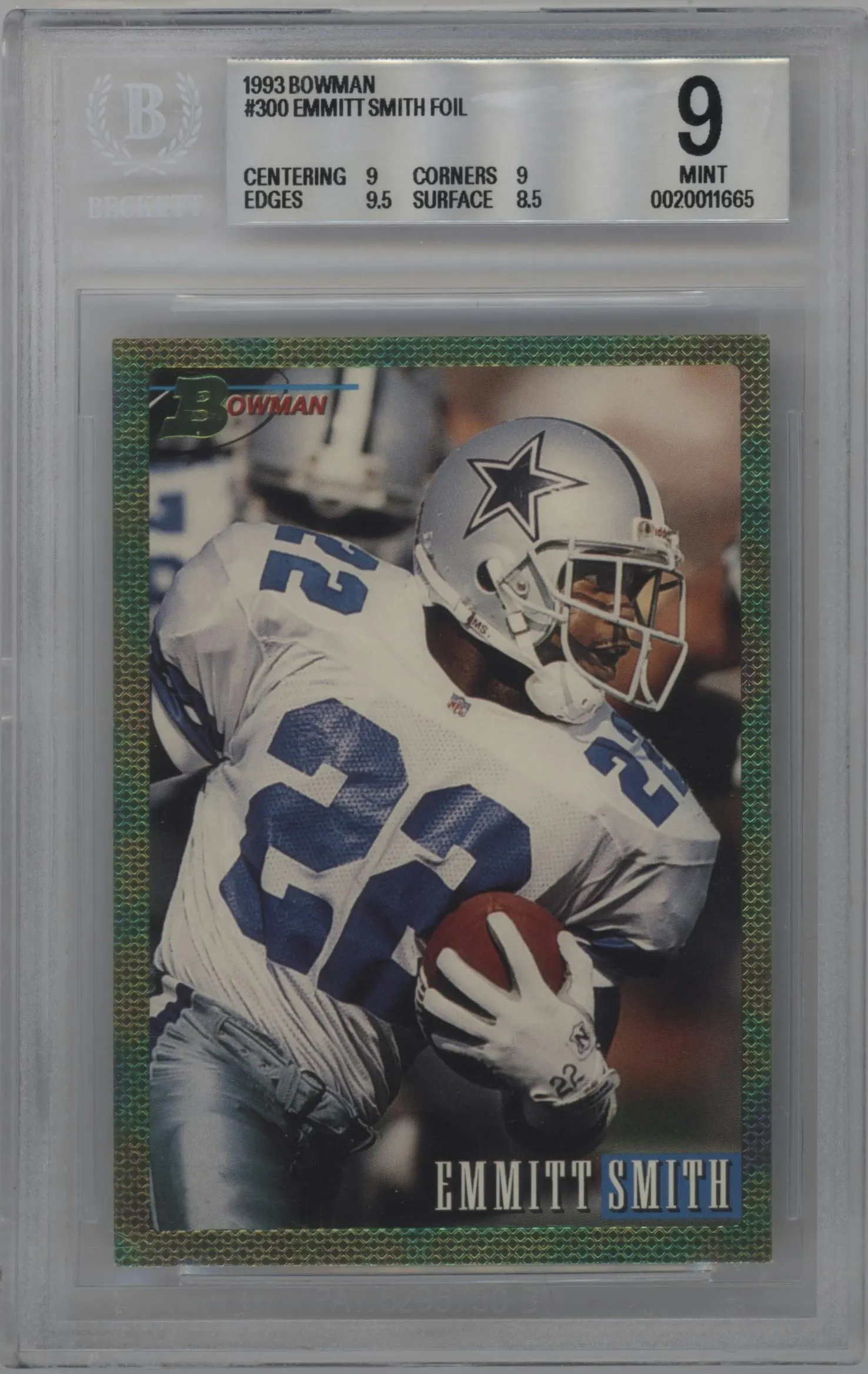 1993 Bowman Emmitt Smith Foil #300 BGS 9