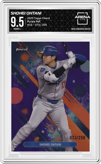 2025 Topps Finest Shohei Ohtani Purple Refractor #16 ARENA CLUB 9.5