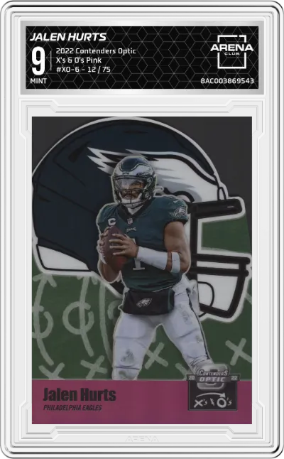 2022 Panini Contenders Optic X's & O's Jalen Hurts Pink #XO-6 ARENA CLUB 9