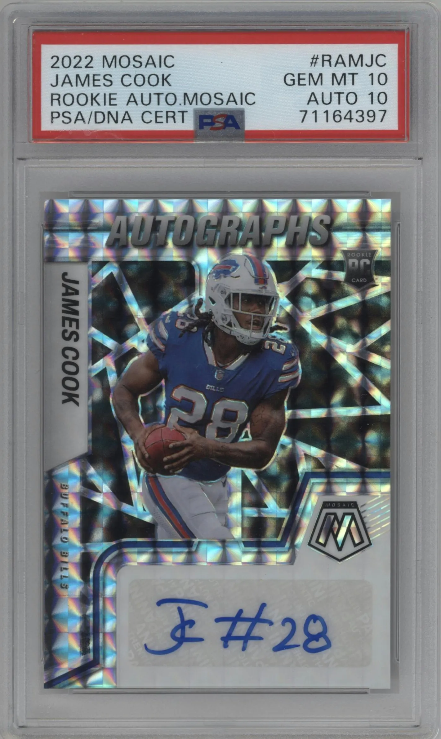 2022 Panini Mosaic Rke.Auto James Cook #RAM-JC PSA 10