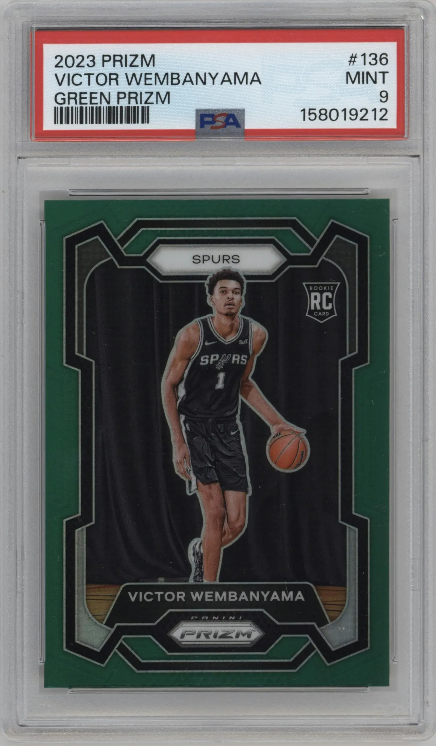 2023 Panini Prizm Victor Wembanyama Green Prizm #136 PSA 9