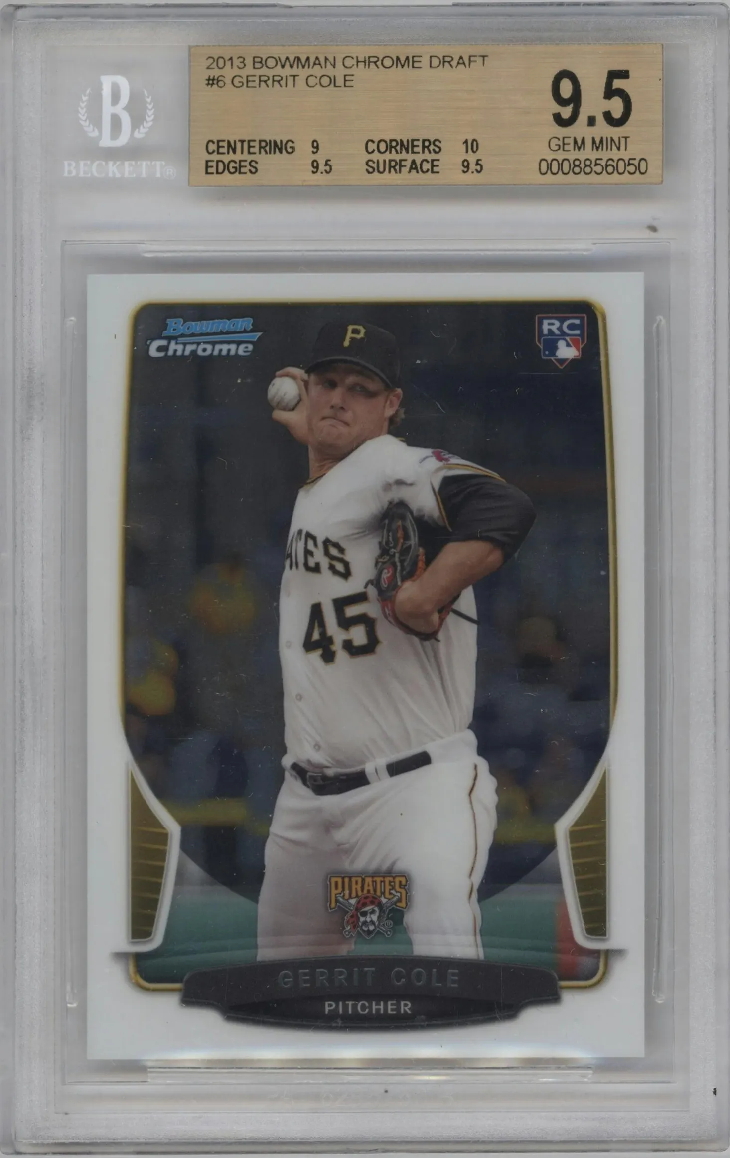 2013 Bowman Draft Picks & Prospects Chrome Gerrit Cole #6 BGS 9.5