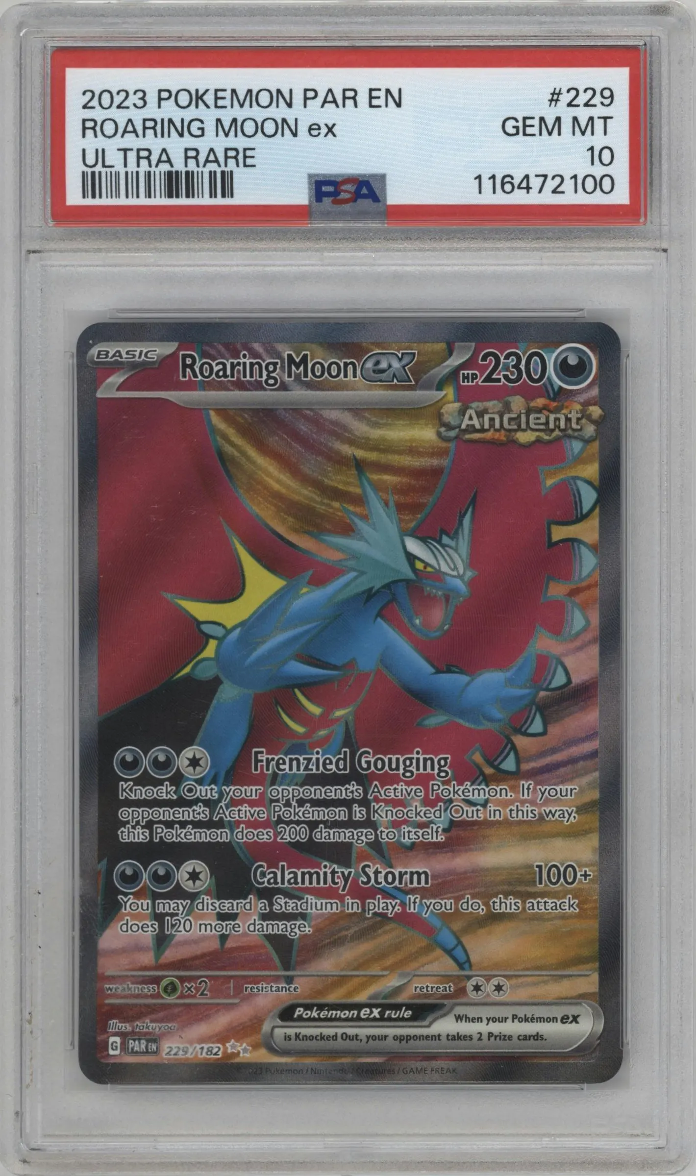 2023 Pokemon SV Paradox Rift Roaring Moon ex #229 PSA 10