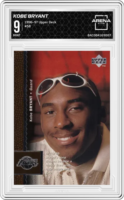 1996 Upper Deck Kobe Bryant #58 ARENA CLUB 9