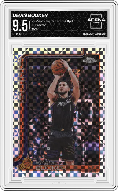 2025 Topps Chrome Update Devin Booker X-Fractor #26 ARENA CLUB 9.5