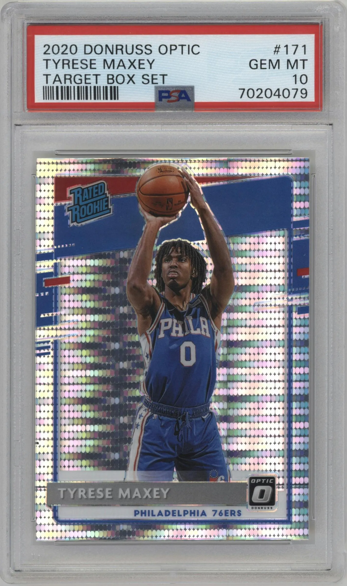 2020 Panini Donruss Optic Rated Rookie Tyrese Maxey Target Box Set #171 PSA 10