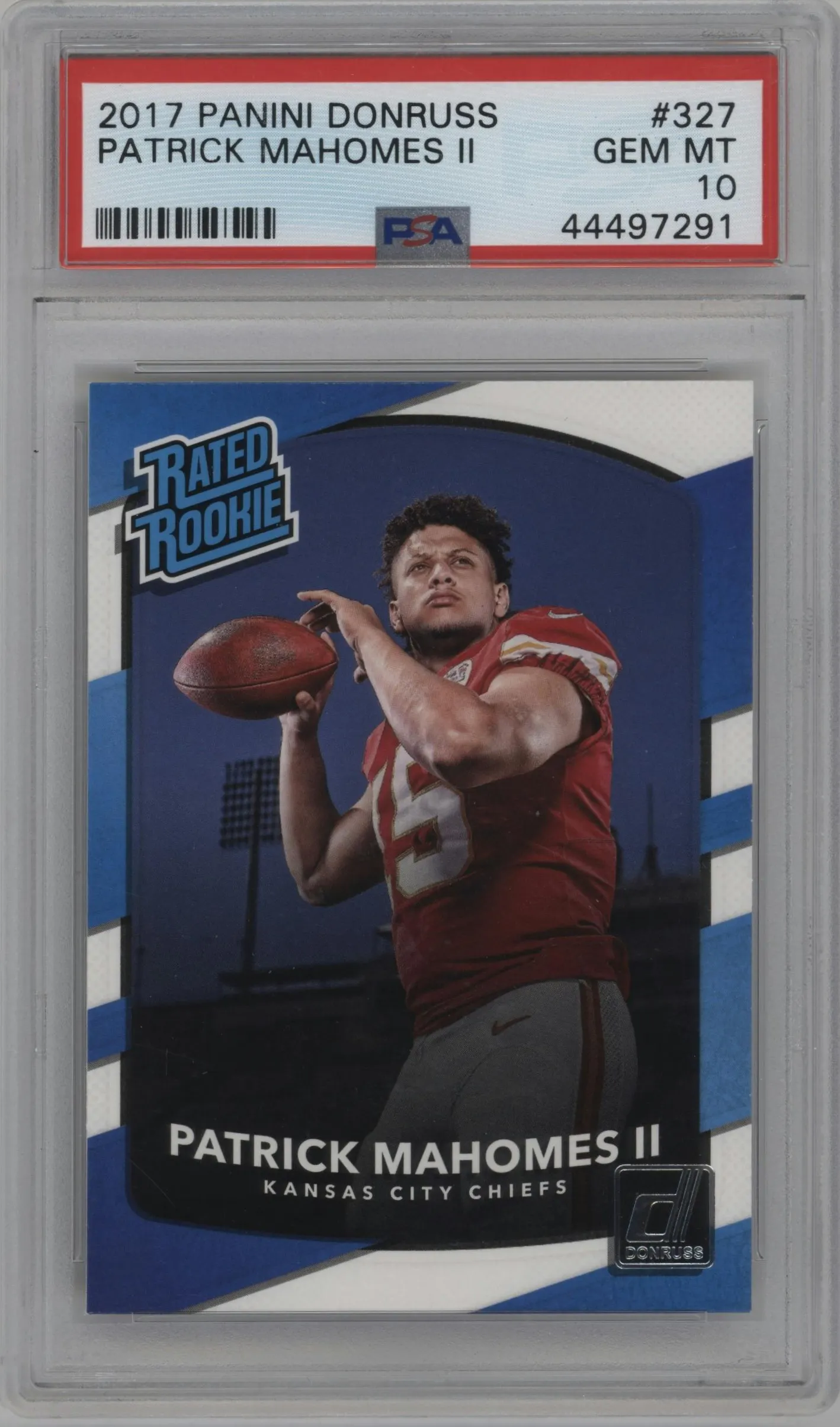 2017 Panini Donruss Rated Rookie Patrick Mahomes II #327 PSA 10