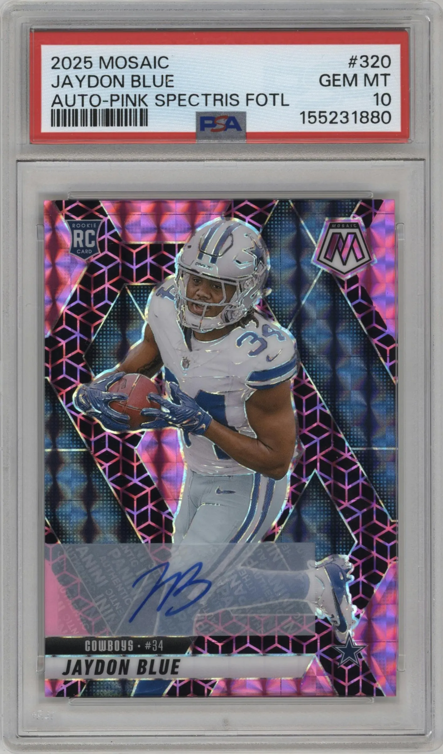 2025 Panini Mosaic Rke.Auto Jaydon Blue Pink Spectris FOTL #320 PSA 10