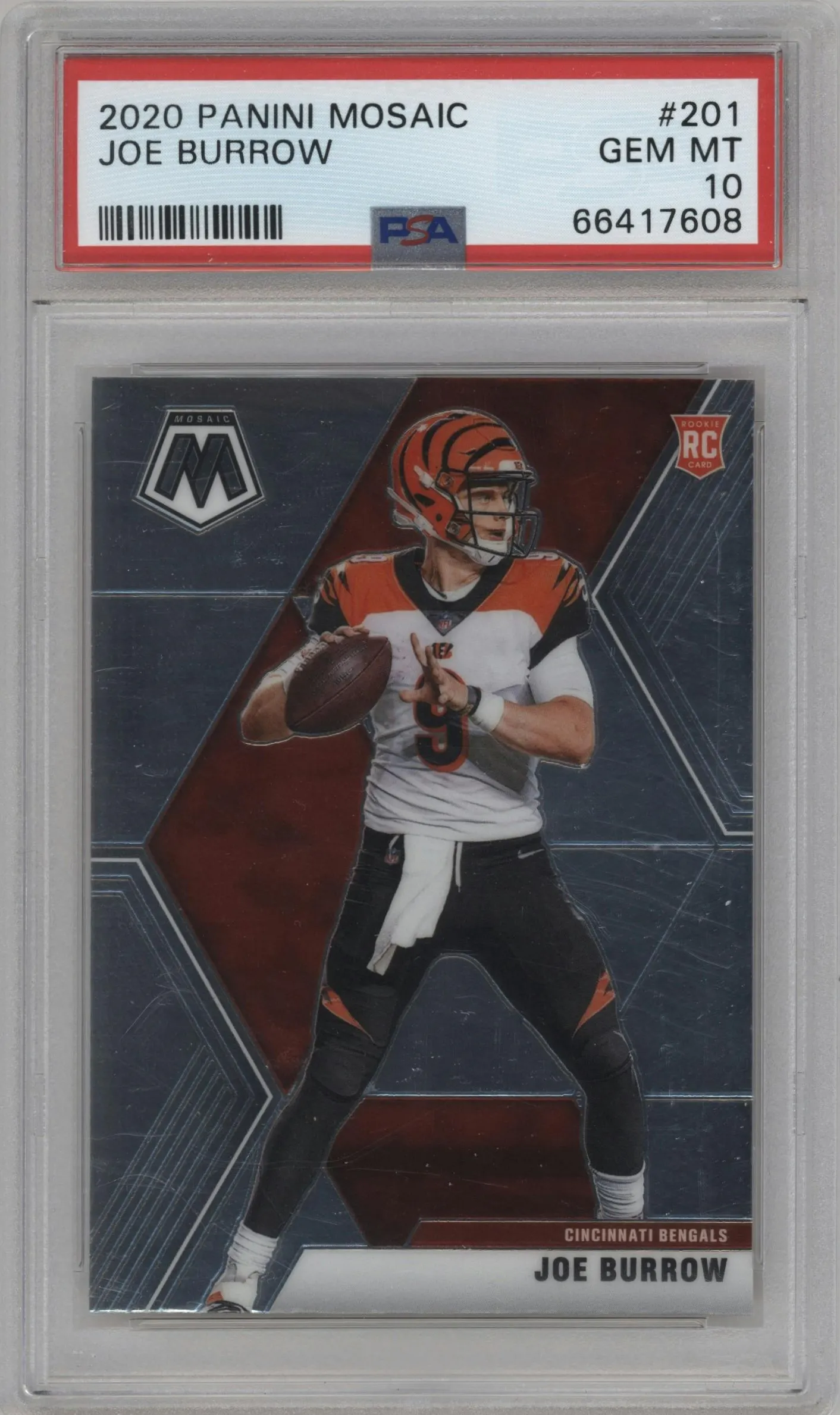 2020 Panini Mosaic Joe Burrow #201 PSA 10