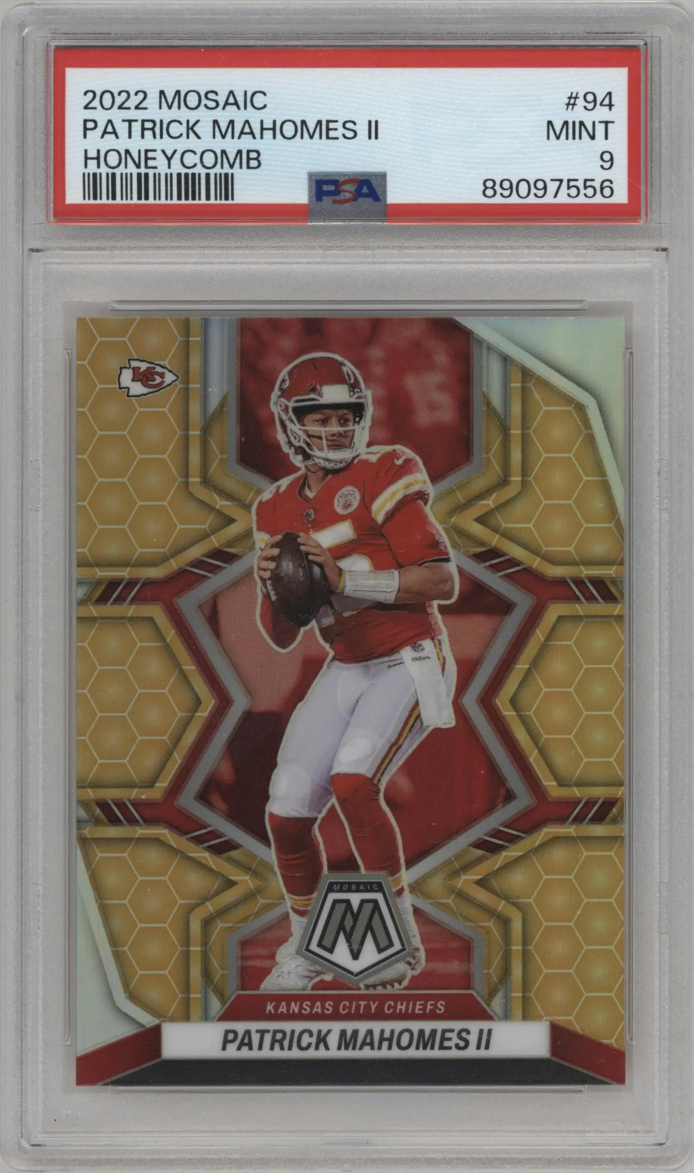 2022 Panini Mosaic Patrick Mahomes II Honeycomb #94 PSA 9