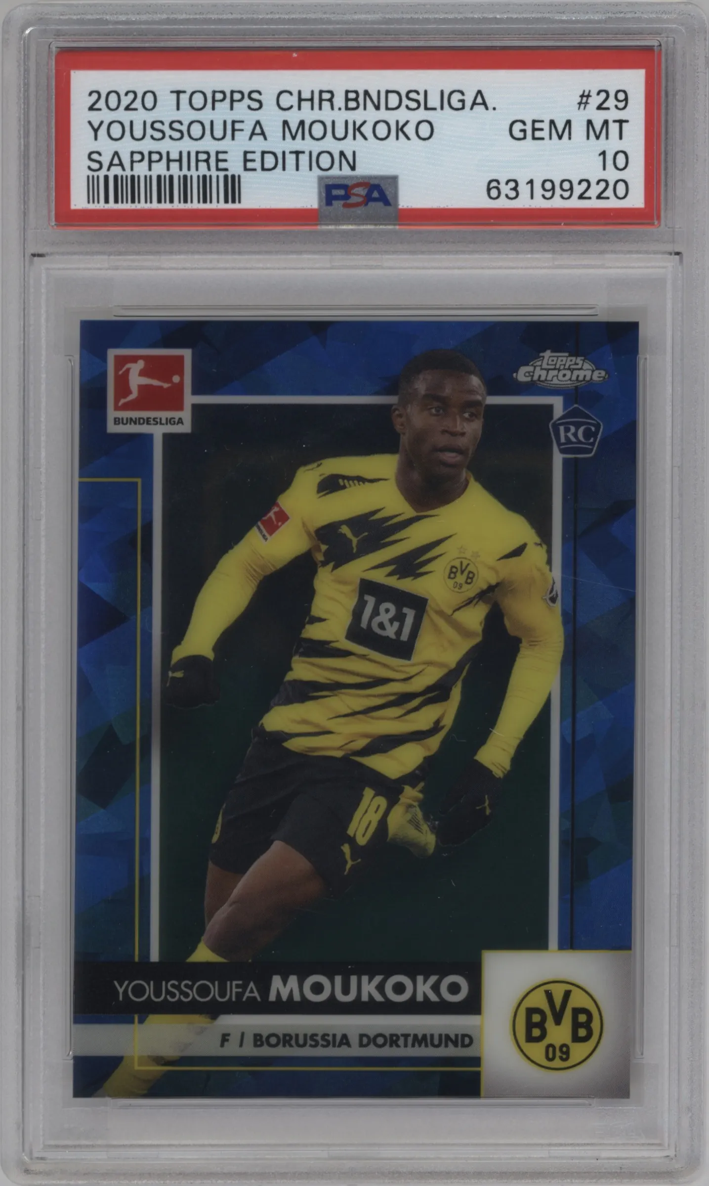 2020 Topps Chrome Sapphire Edition Bundesliga Youssoufa Moukoko #29 PSA 10