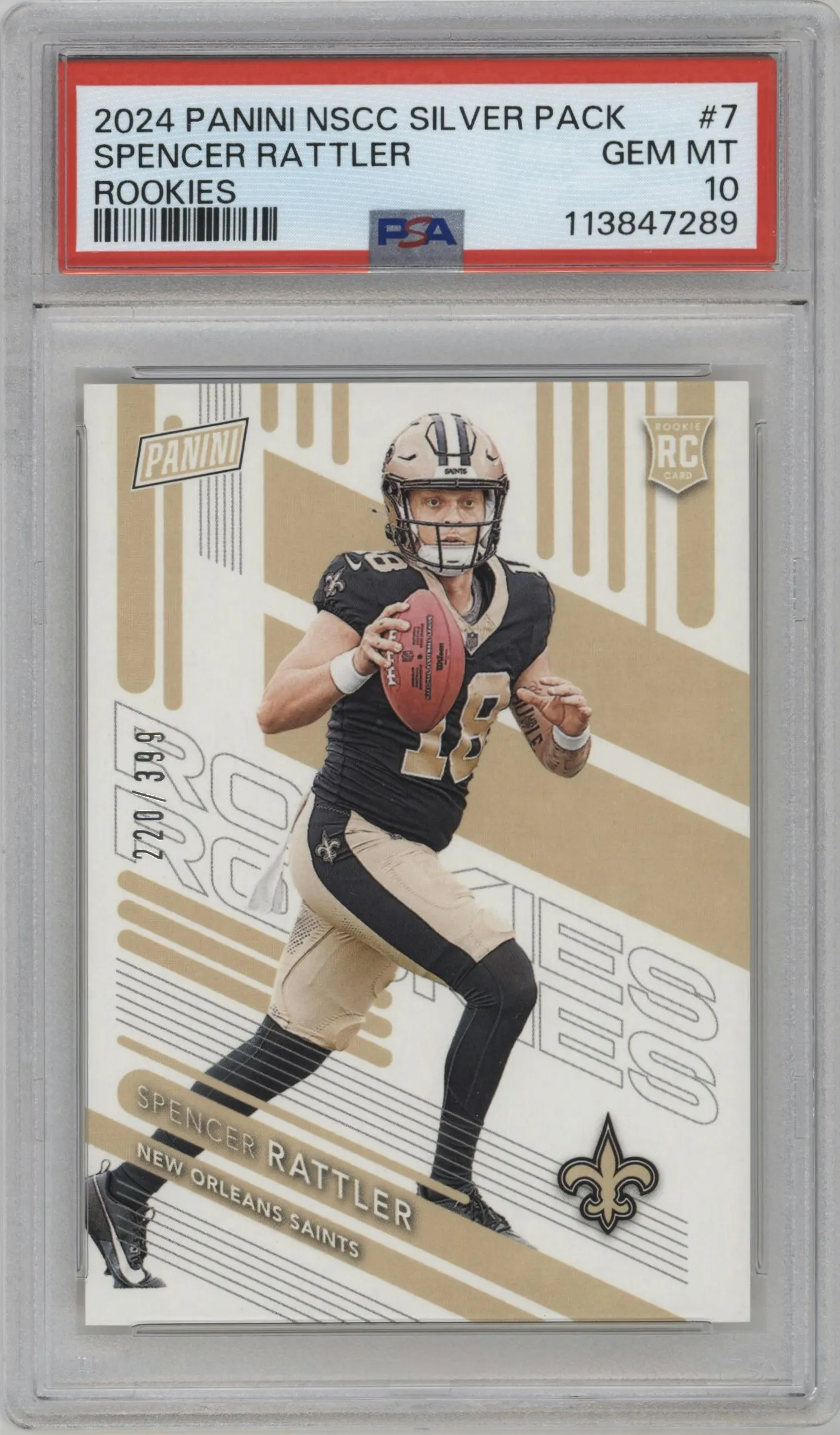 2024 Panini The National VIP Silver Pack Spencer Rattler #RC7 PSA 10