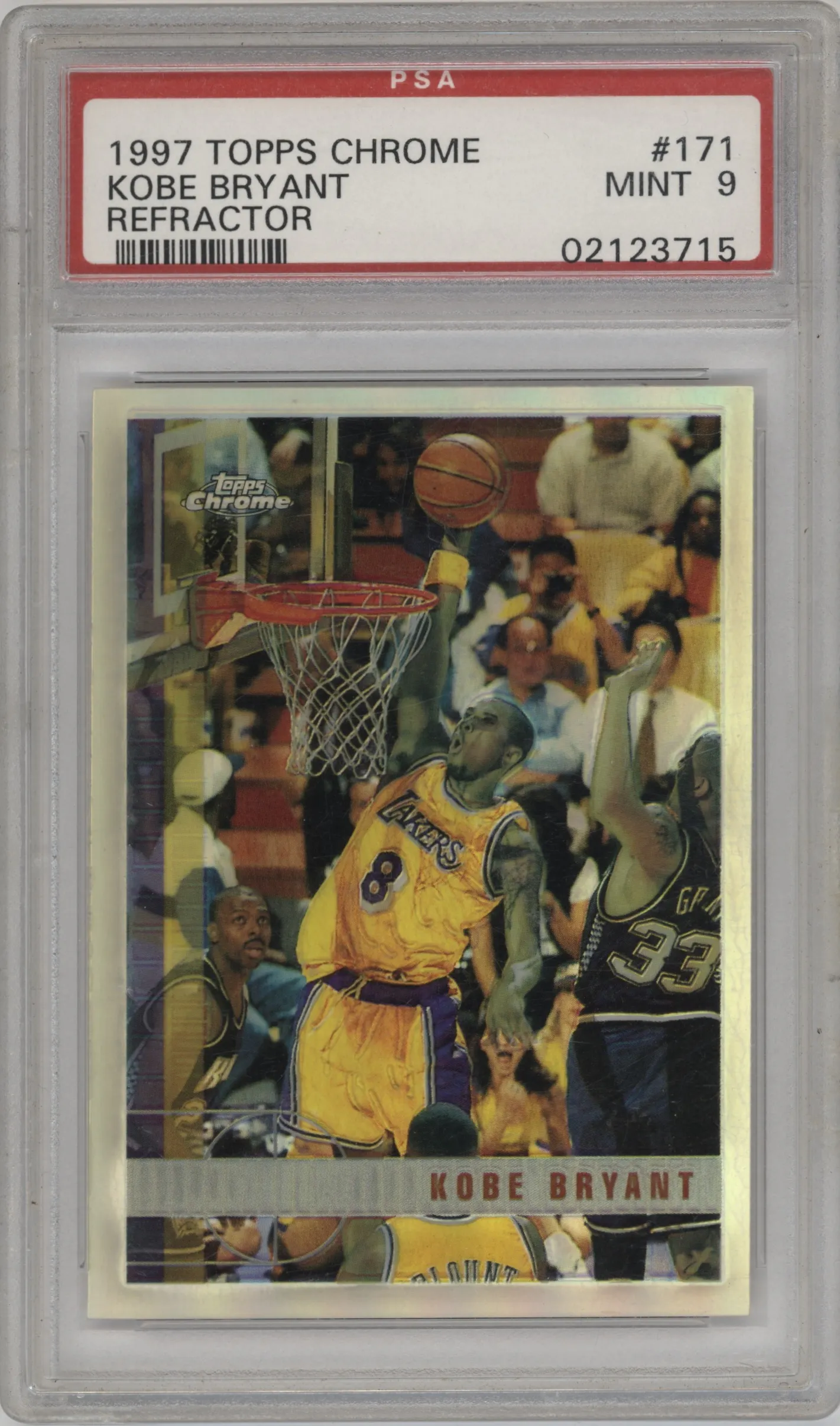 1997 Topps Chrome Kobe Bryant Refractor #171 PSA 9