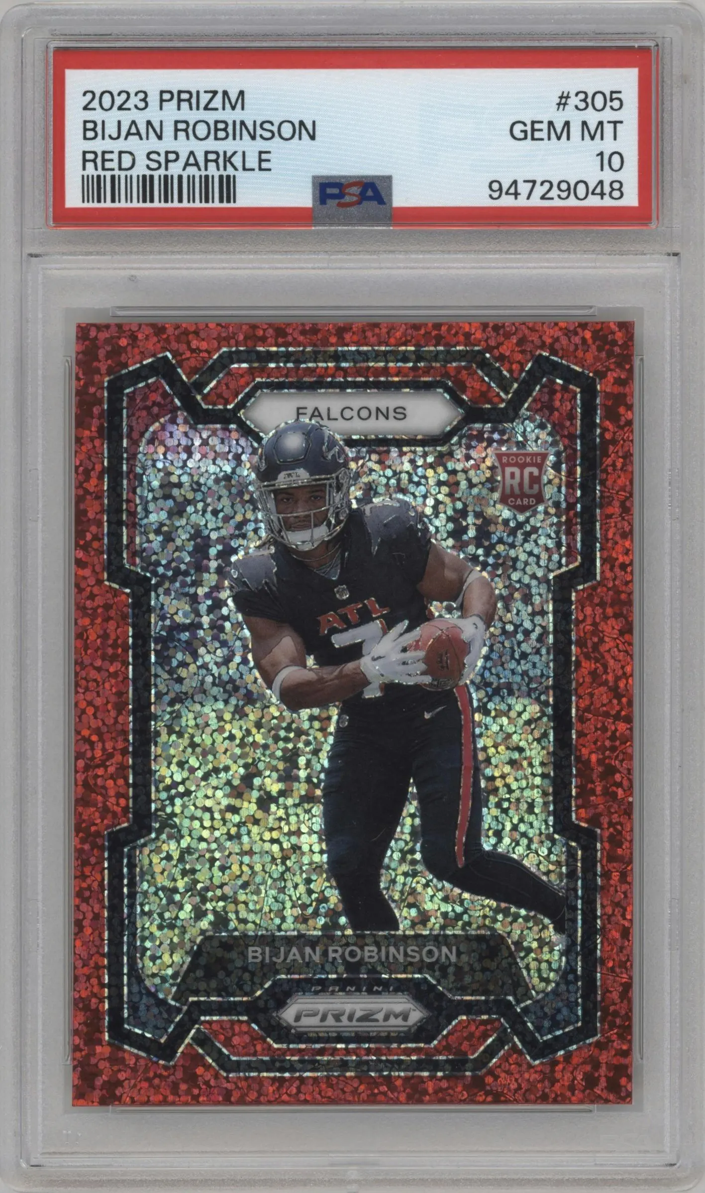 2023 Panini Prizm Bijan Robinson Red Sparkle Prizm #305 PSA 10